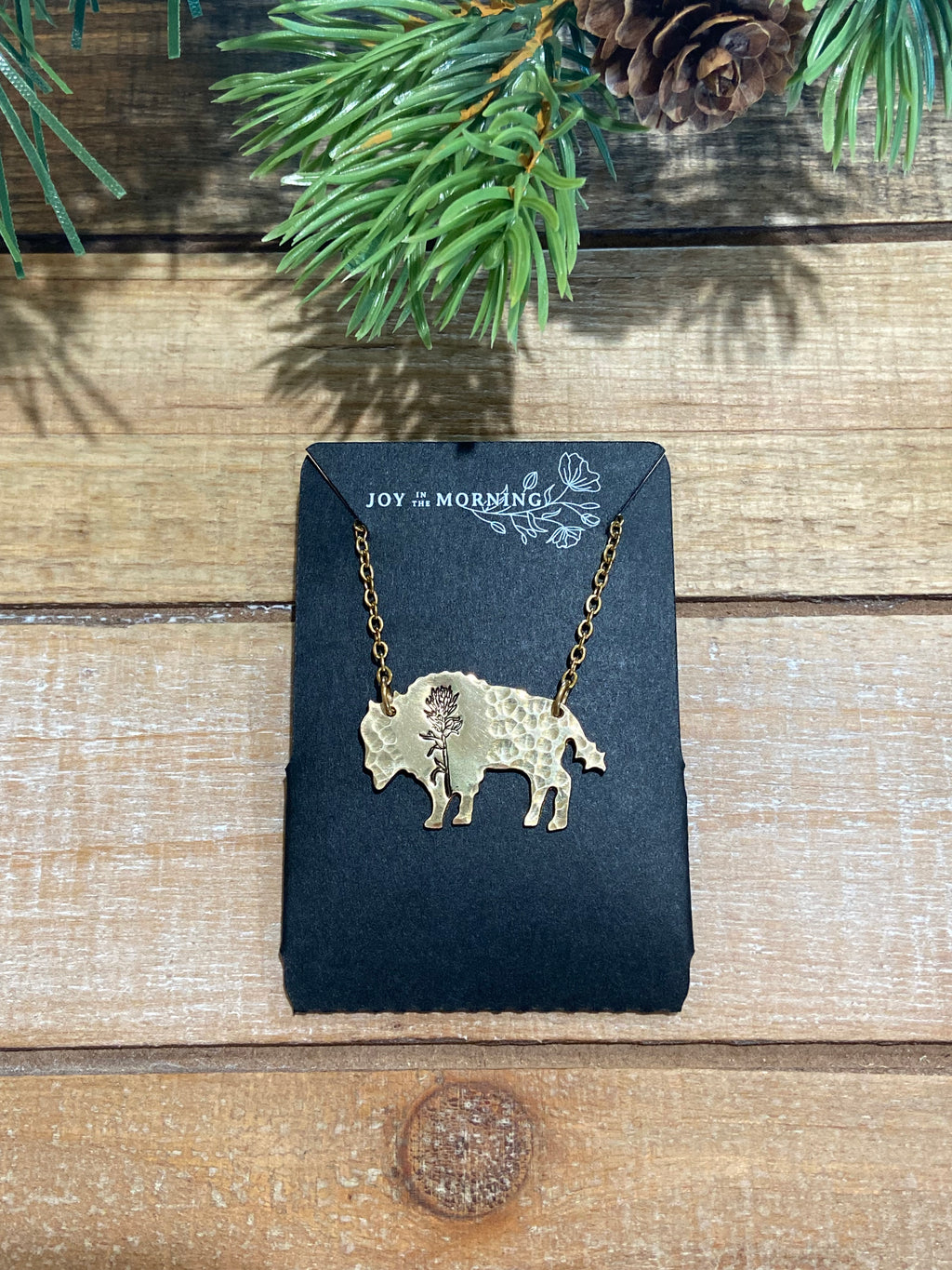 Indian Paintbrush Bison Necklace