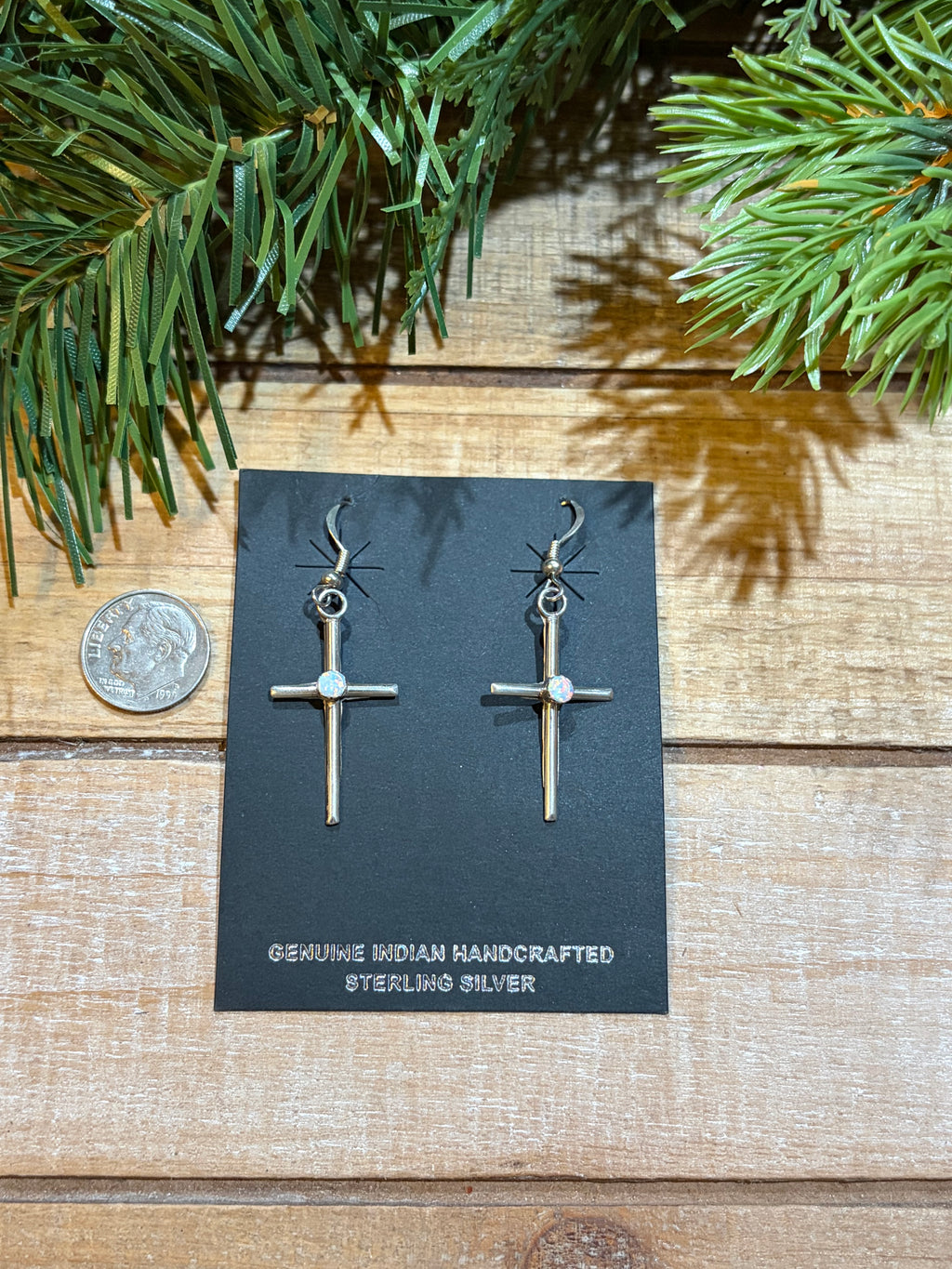 Opal Cross Earrings
