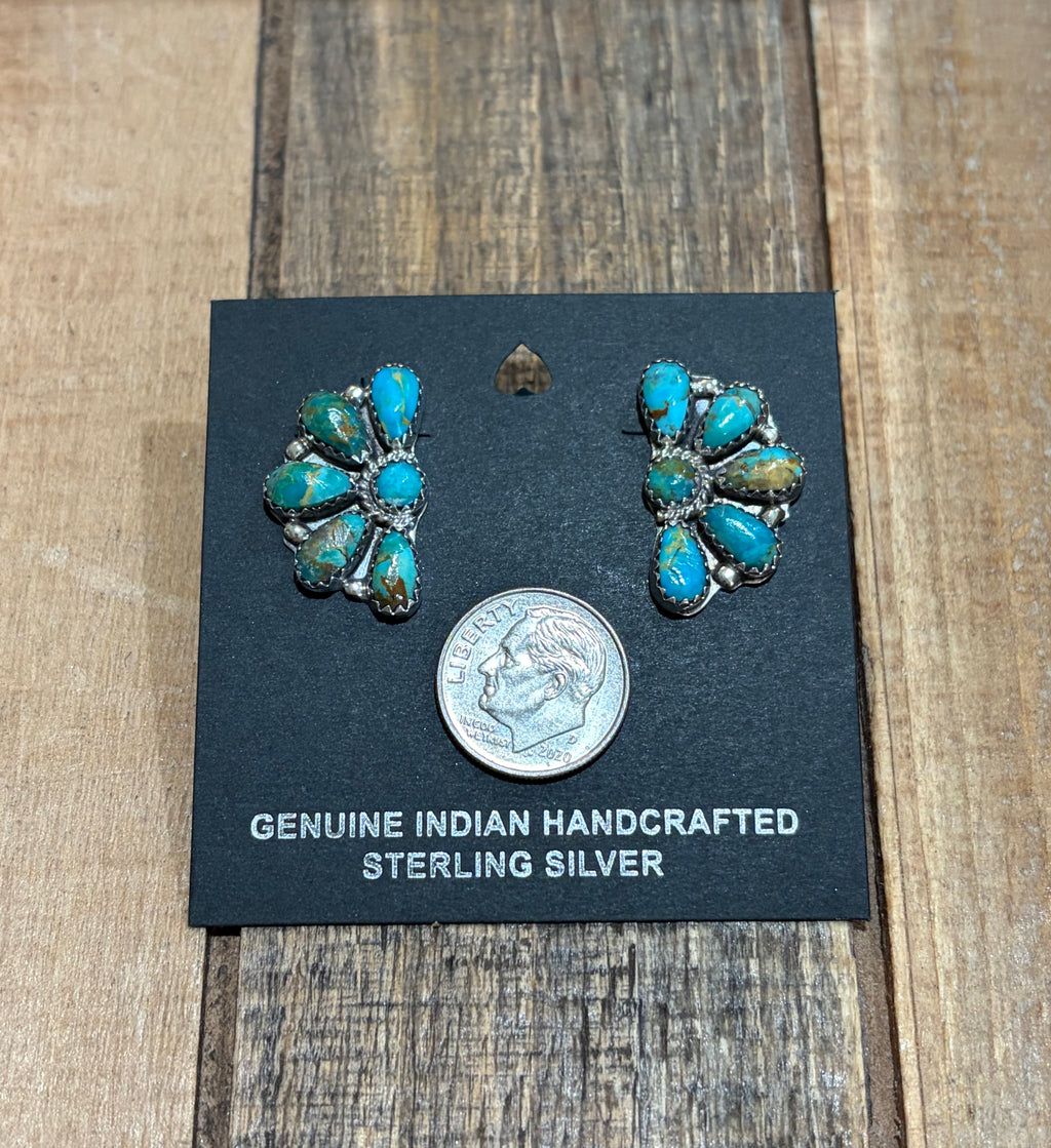 Turquoise Half Cluster Earrings