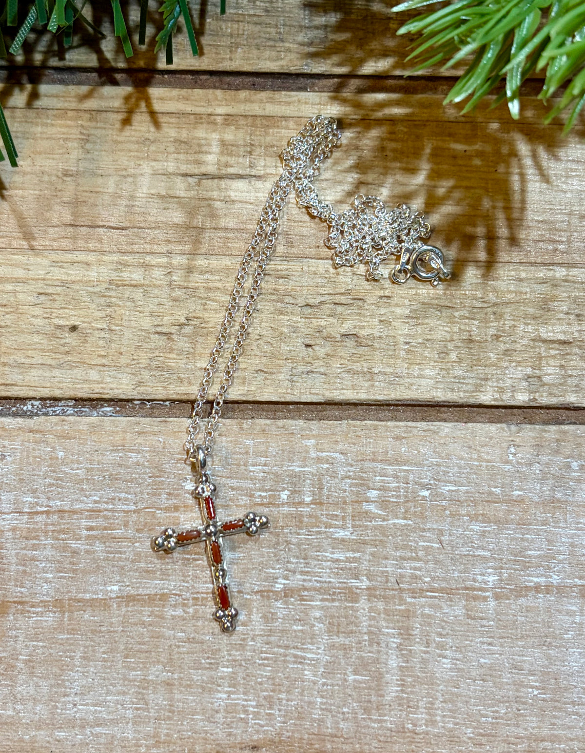 Coral Cross Necklace