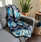 Cobalt Blue Andean Alpaca Wool Blanket
