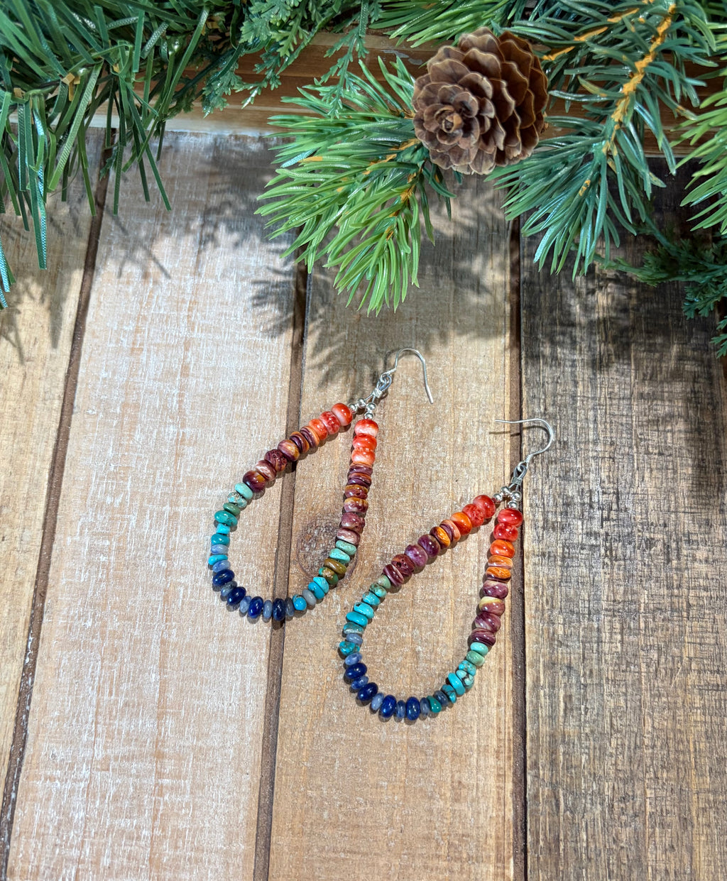 "God's Rainbow" Beaded Hoop Earrings