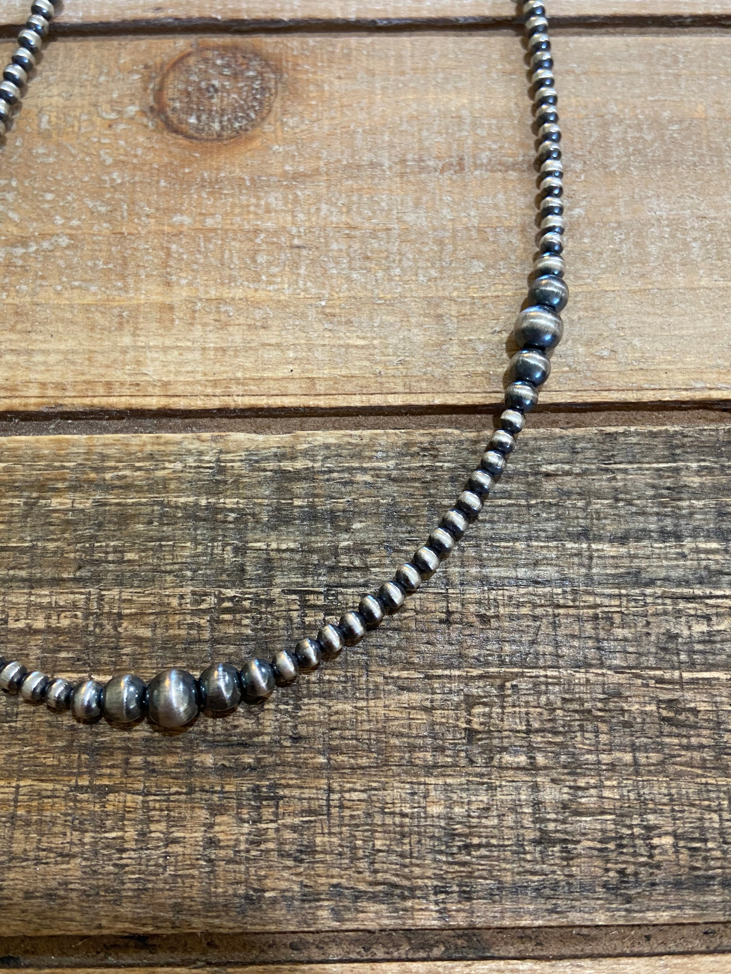 Graduated Sterling Silver Beaded Necklace