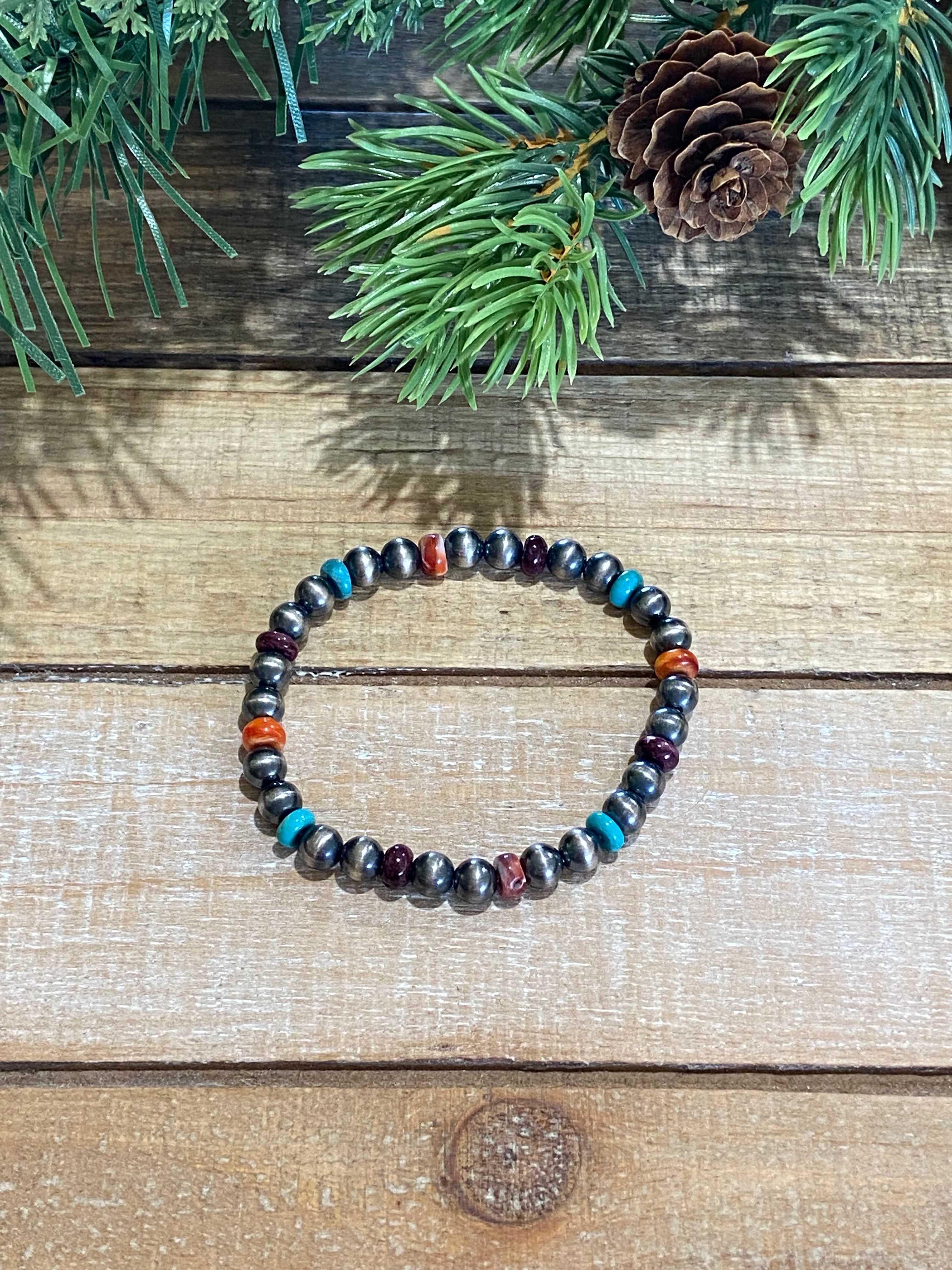 Multi Colored Beaded Stretch Bracelet