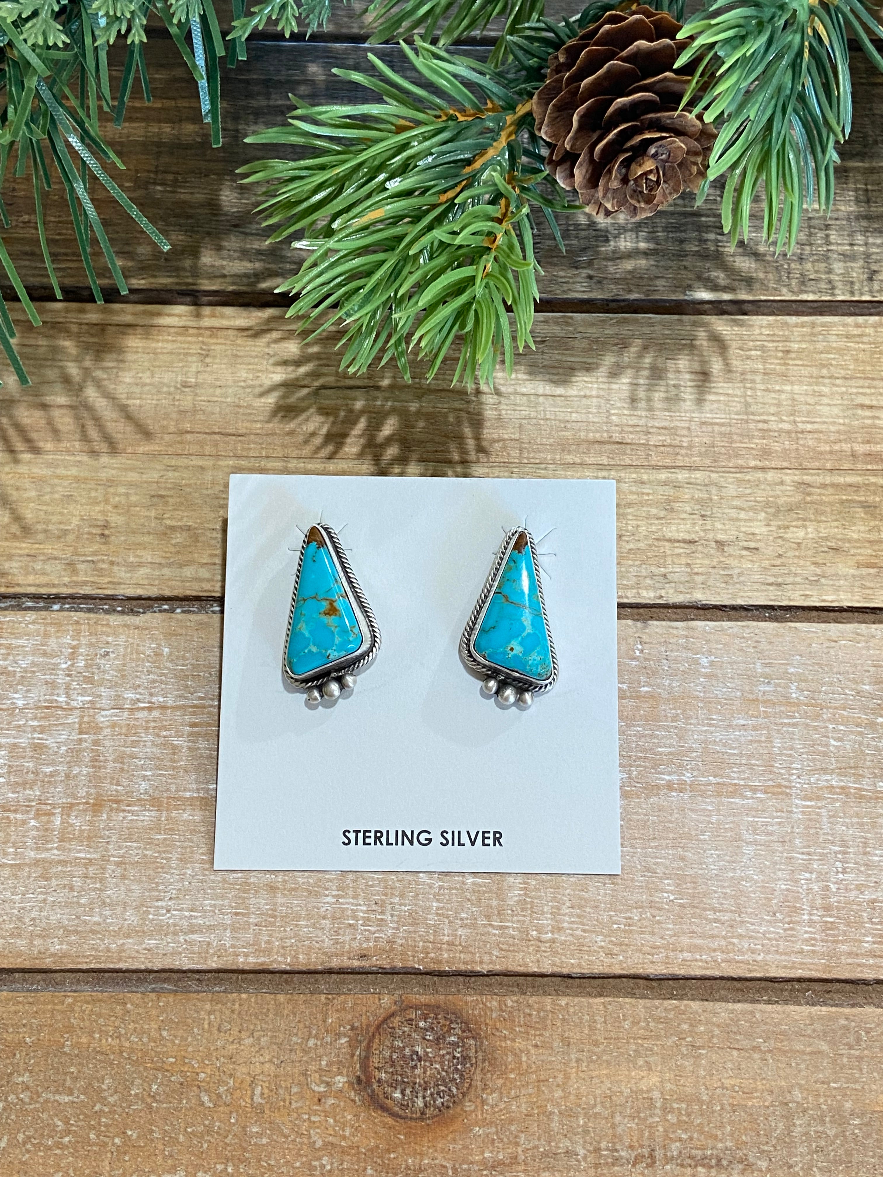 Turquoise Triangle Post Earrings