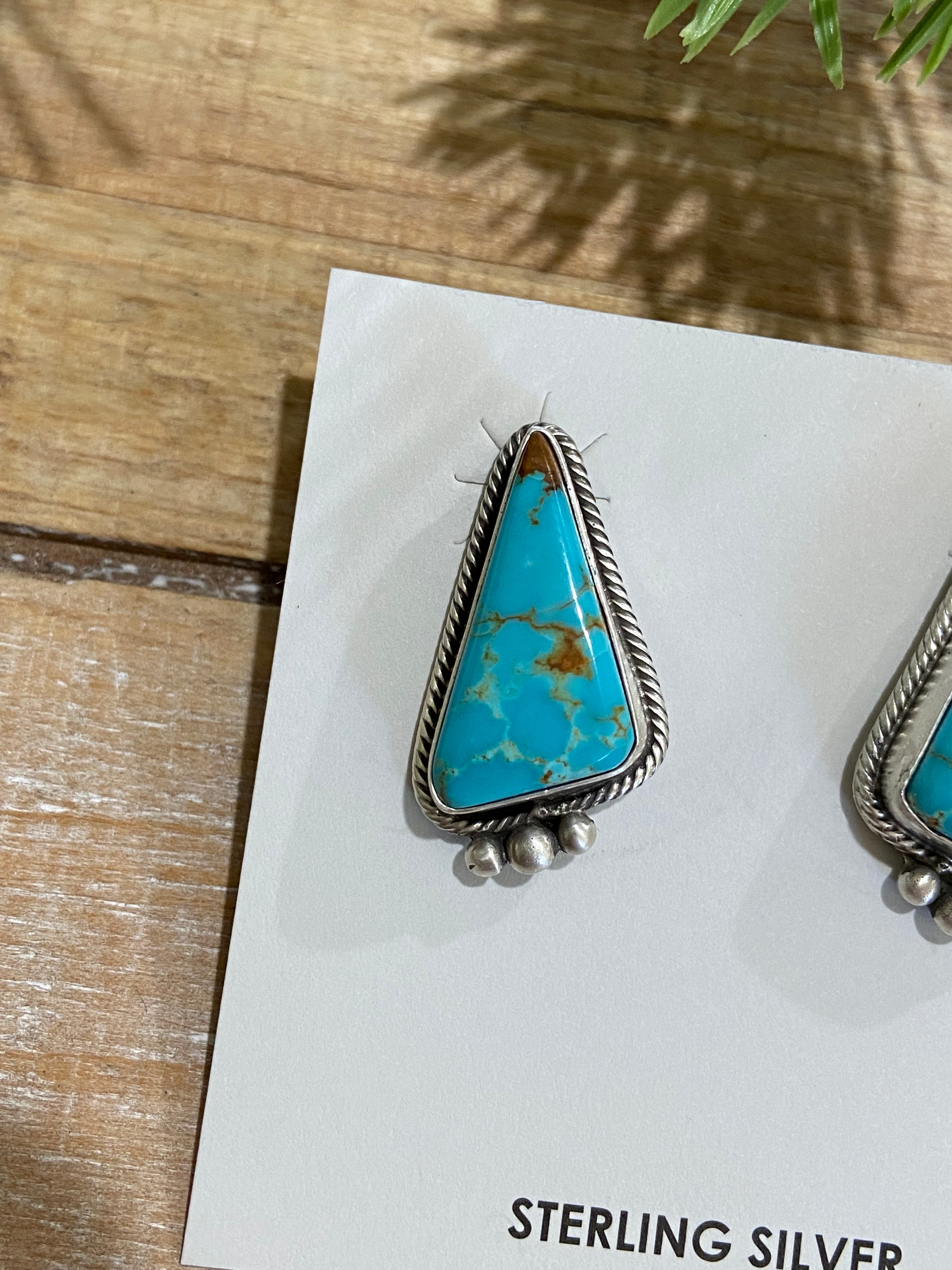 Turquoise Triangle Post Earrings
