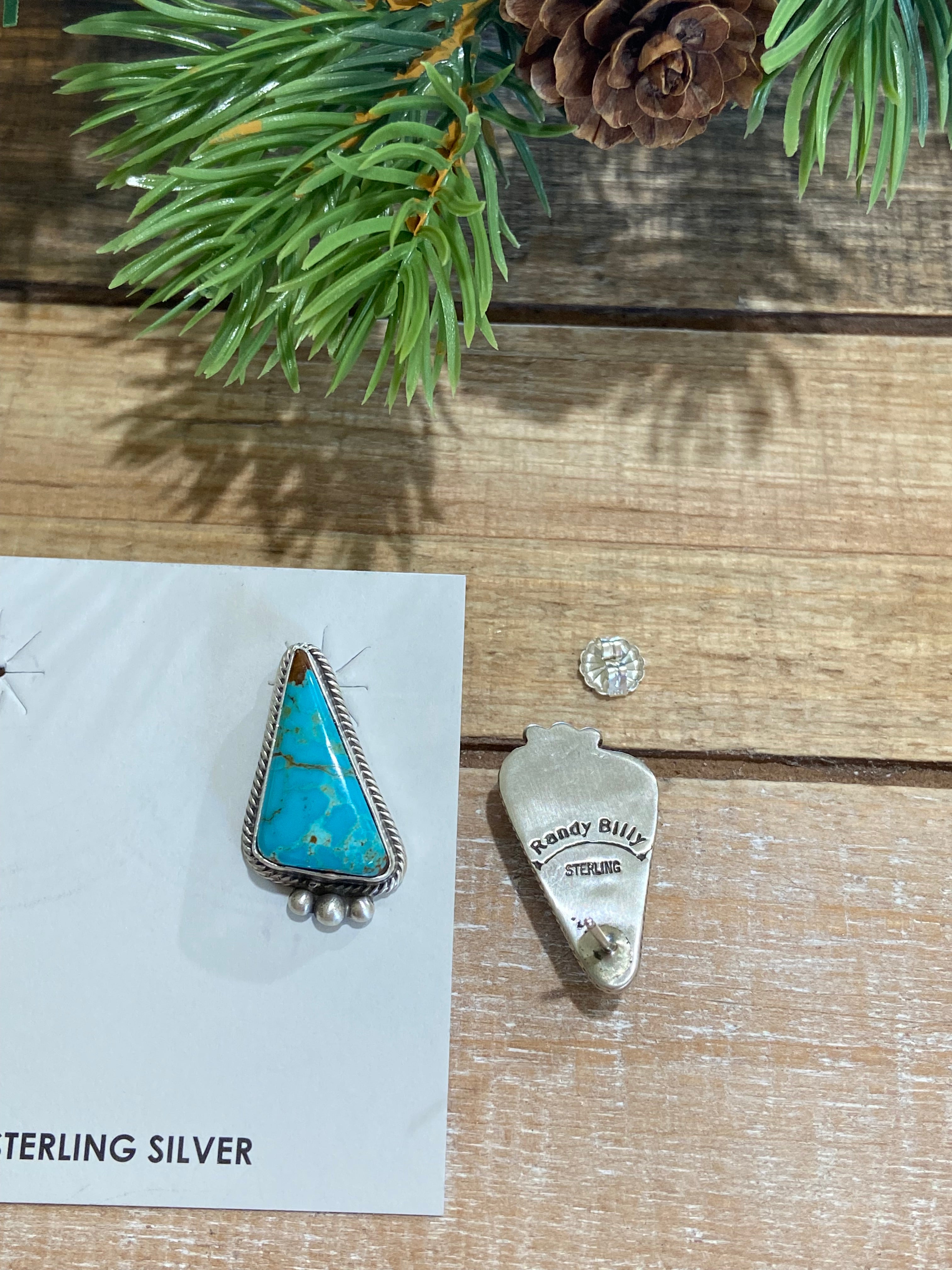 Turquoise Triangle Post Earrings