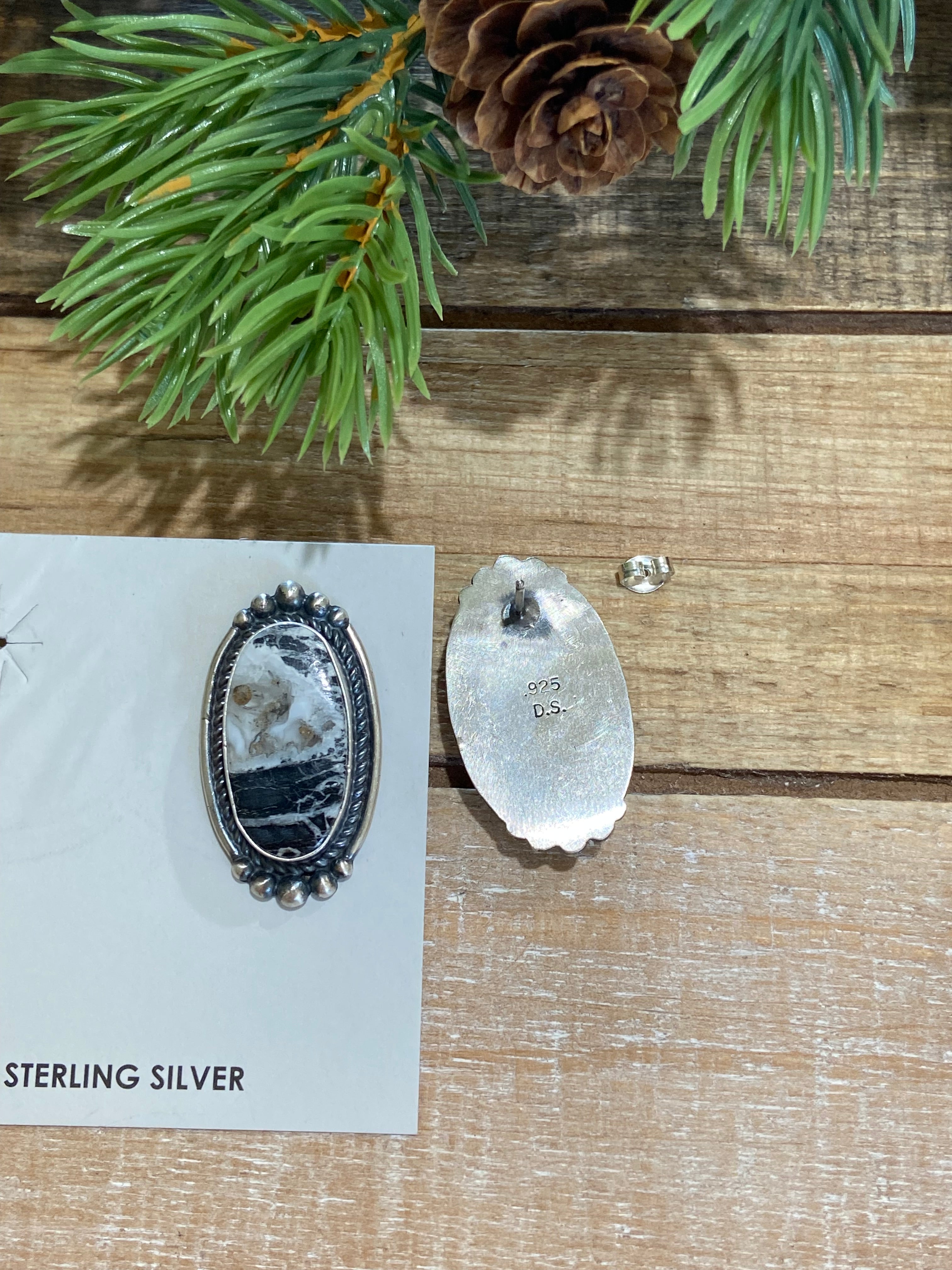 White Buffalo Statement Post Earrings