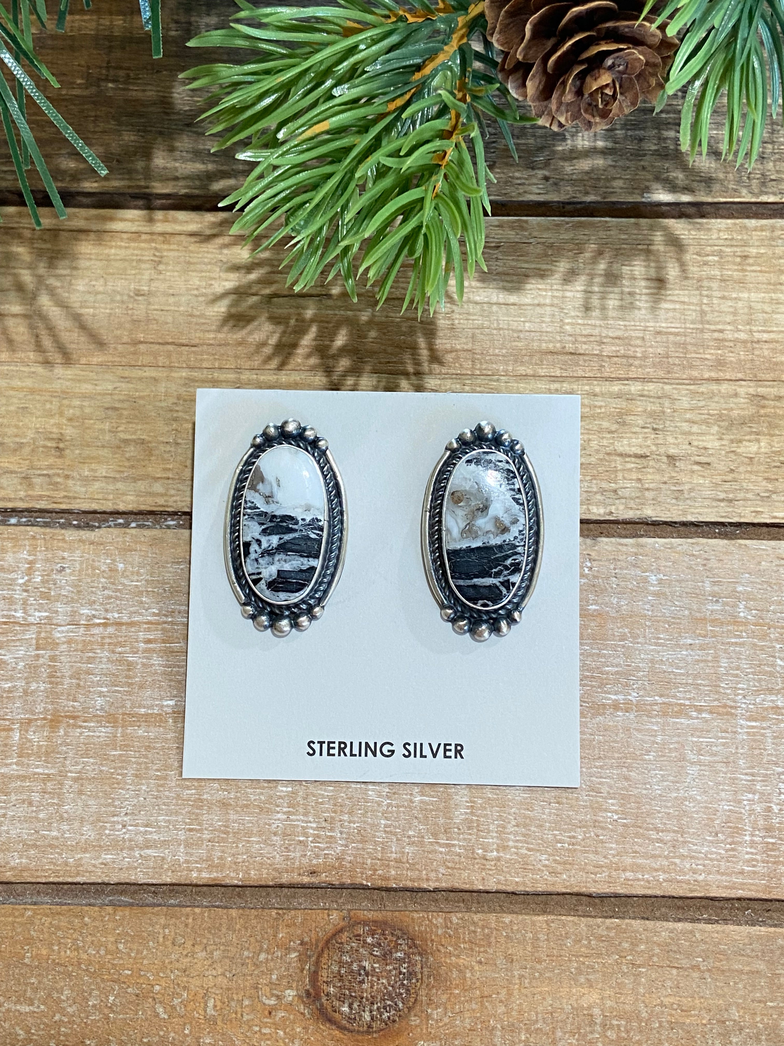 White Buffalo Statement Post Earrings