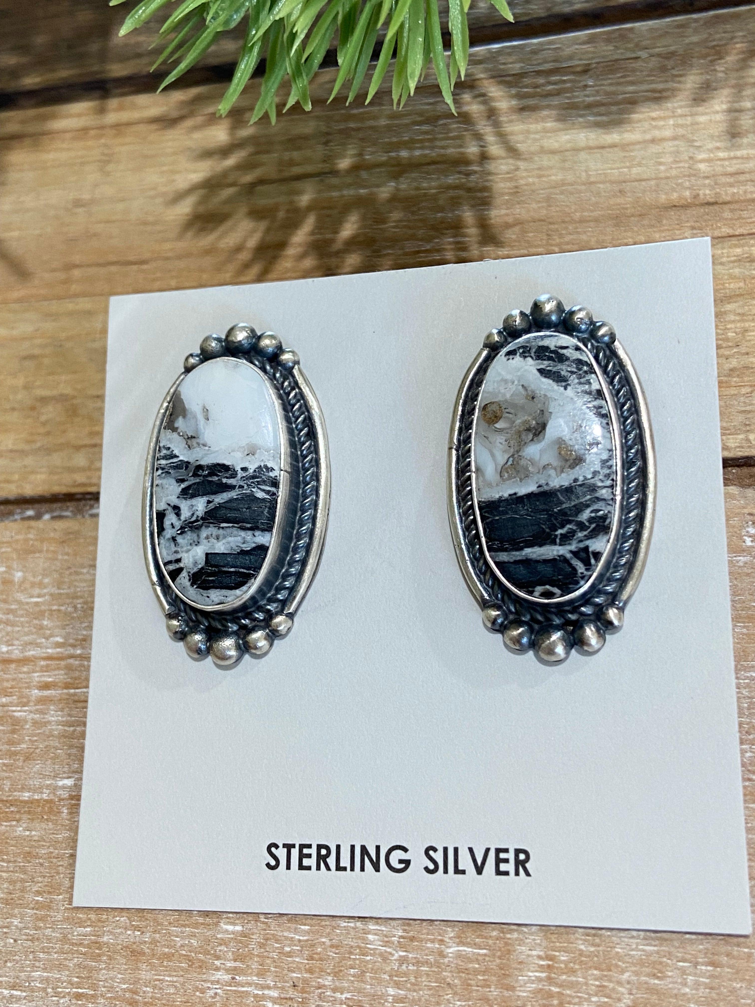 White Buffalo Statement Post Earrings