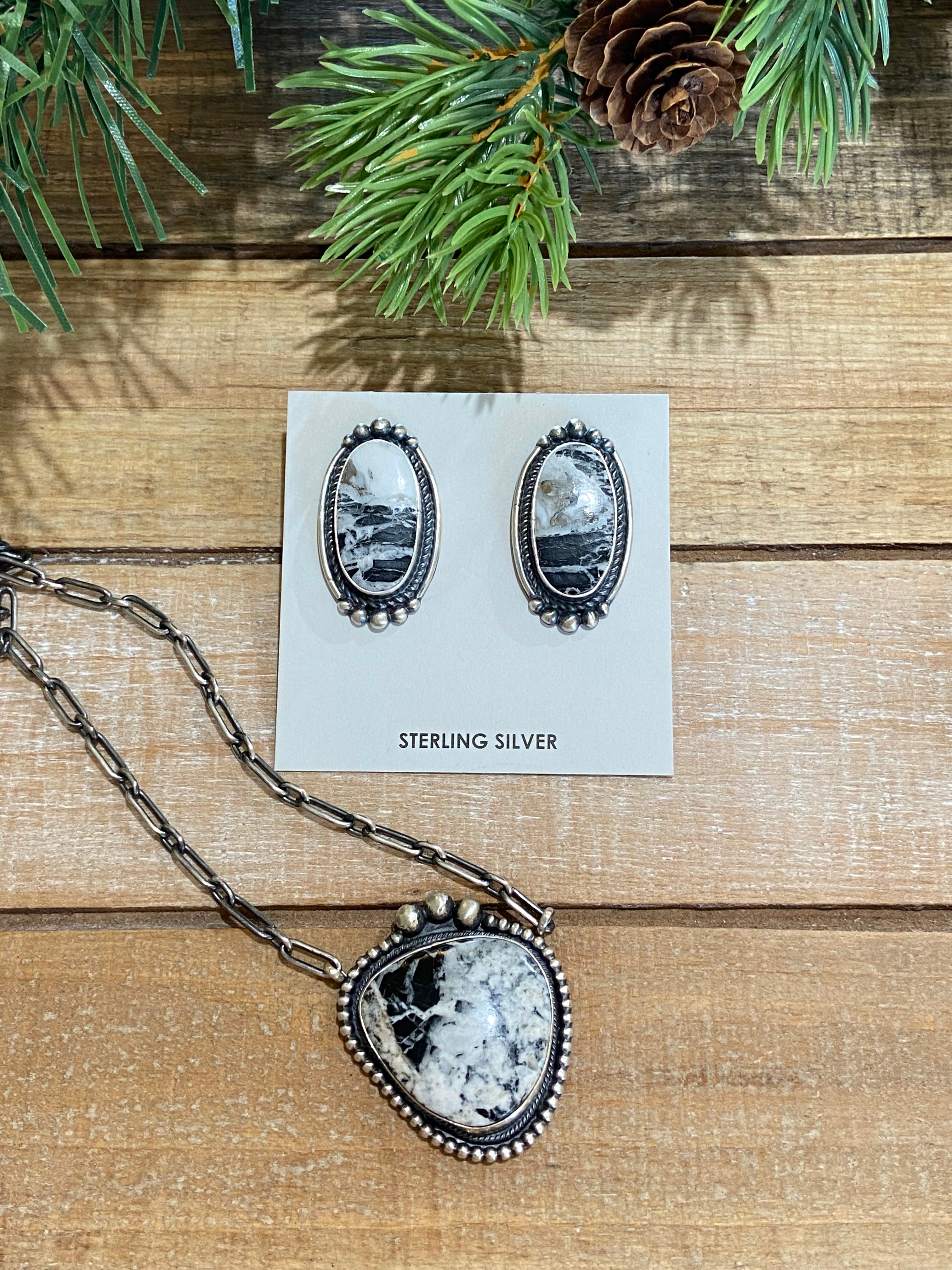 White Buffalo Statement Post Earrings