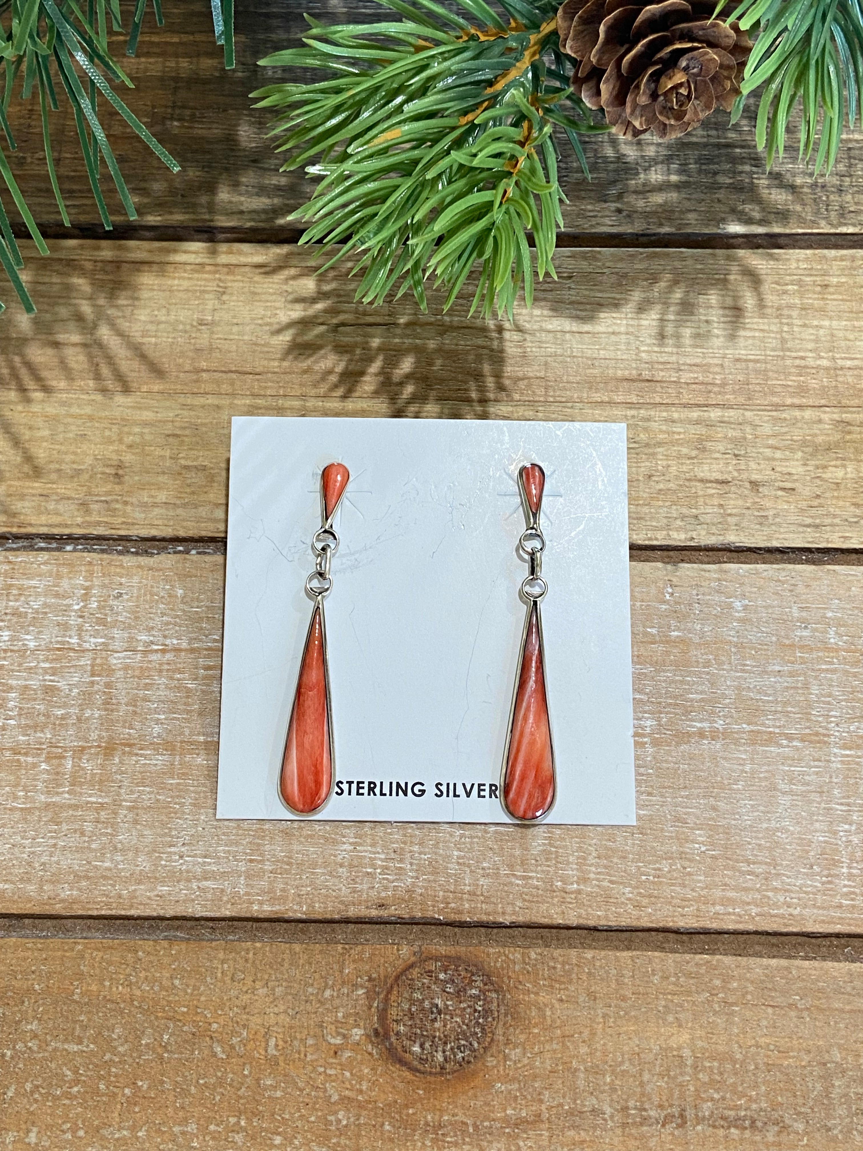 Orange Spiny Oyster Dangle Earrings