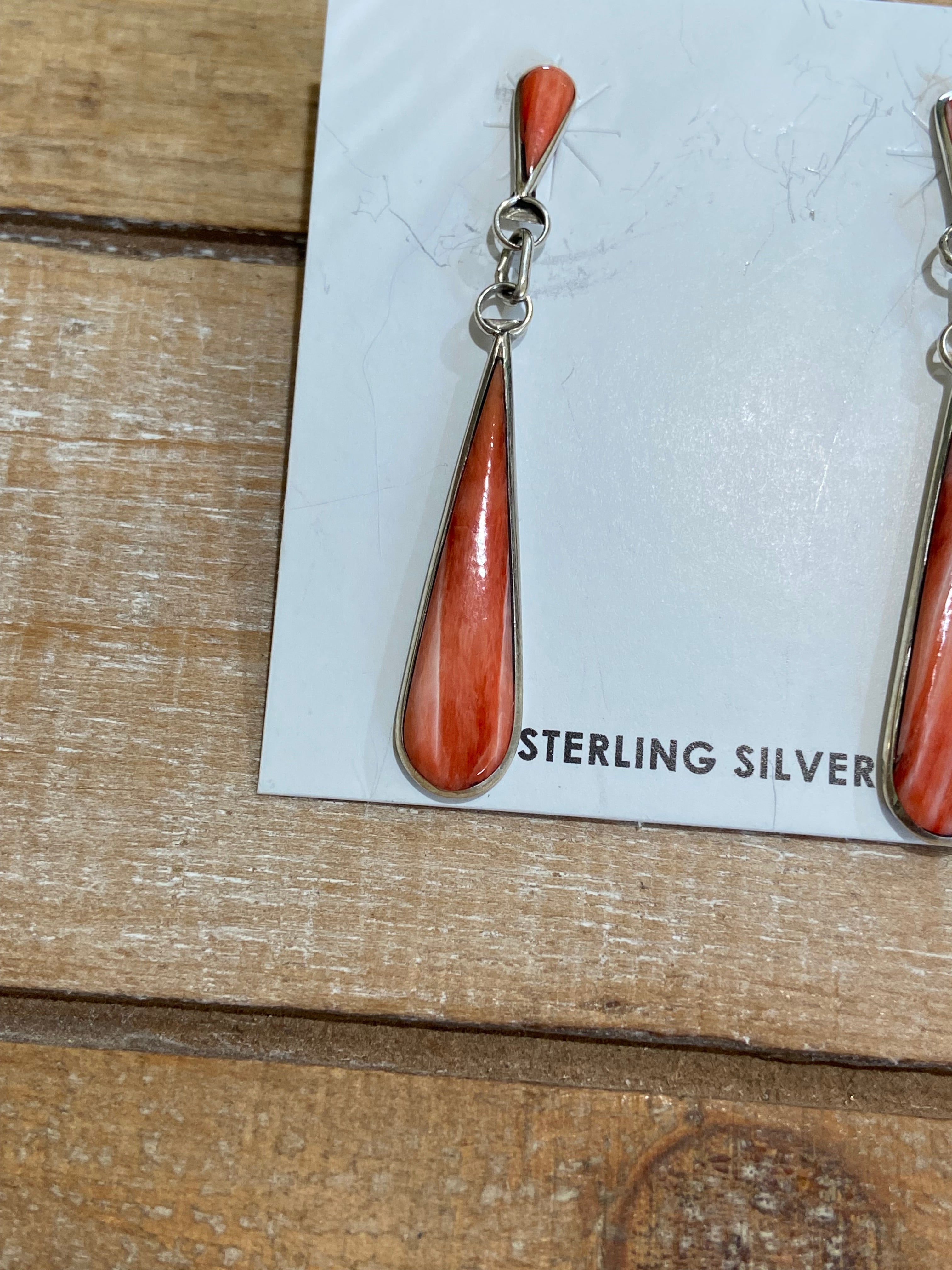 Orange Spiny Oyster Dangle Earrings