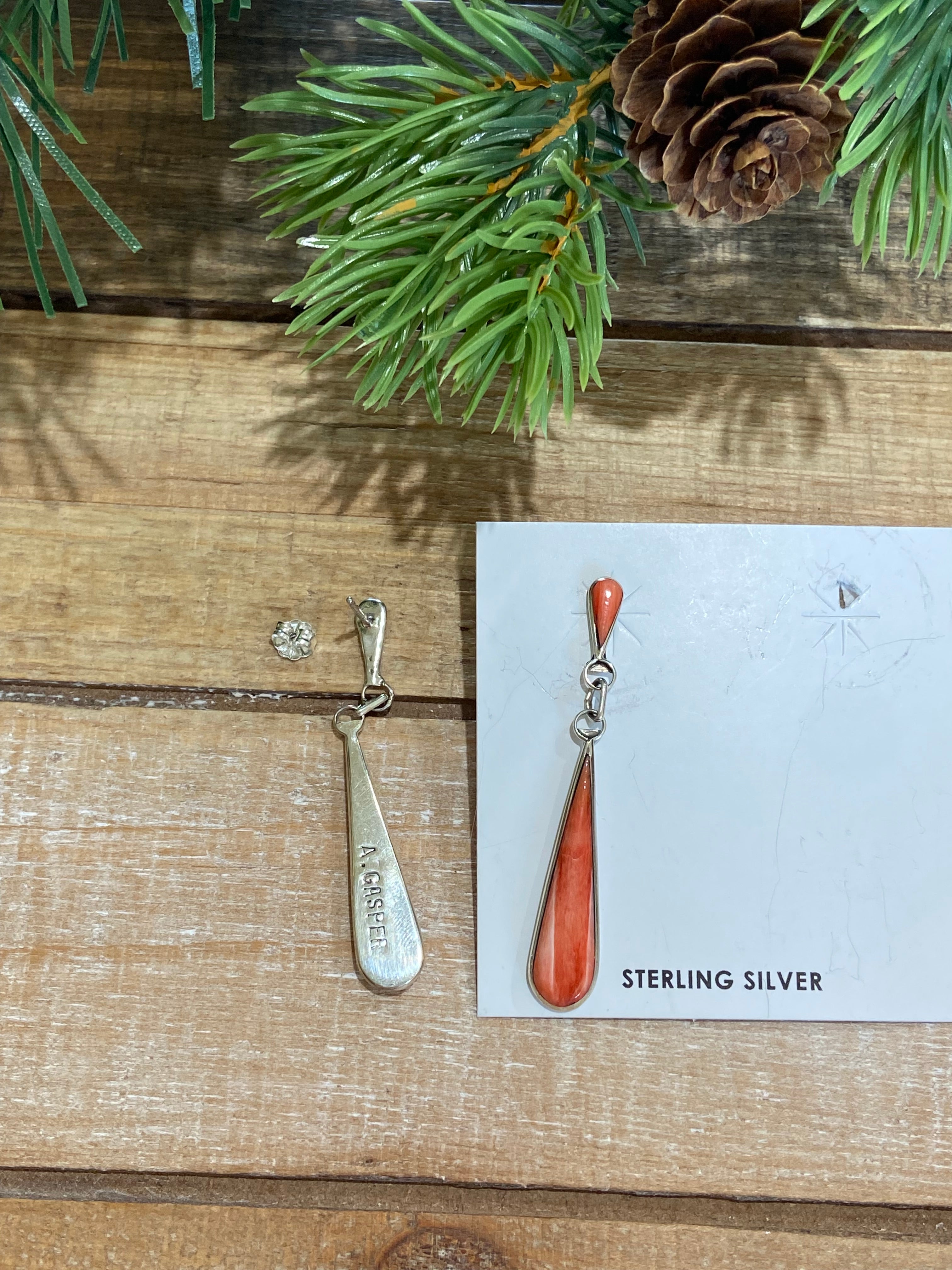 Orange Spiny Oyster Dangle Earrings