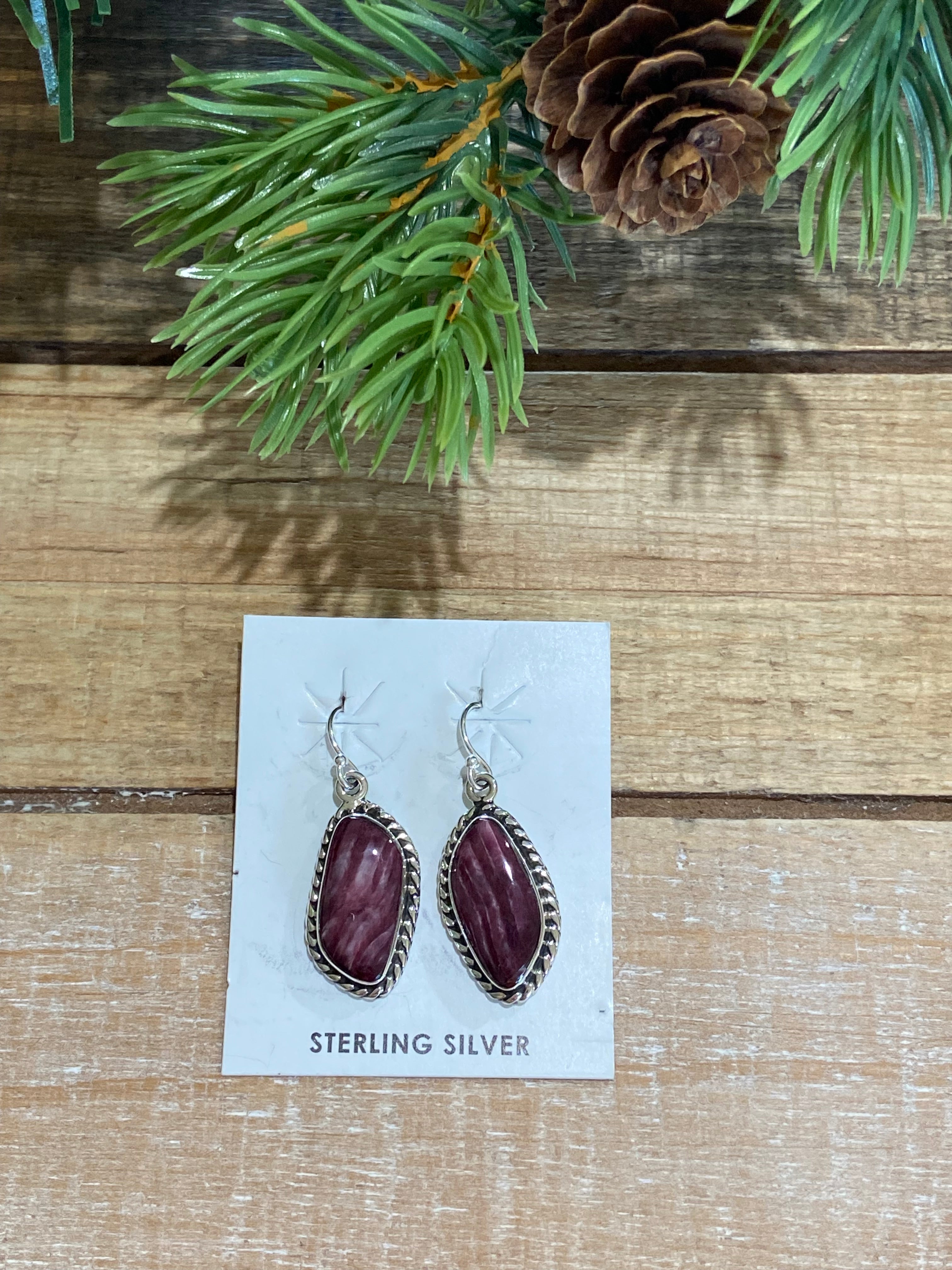Purple Spiny Oyster Dangle Earrings