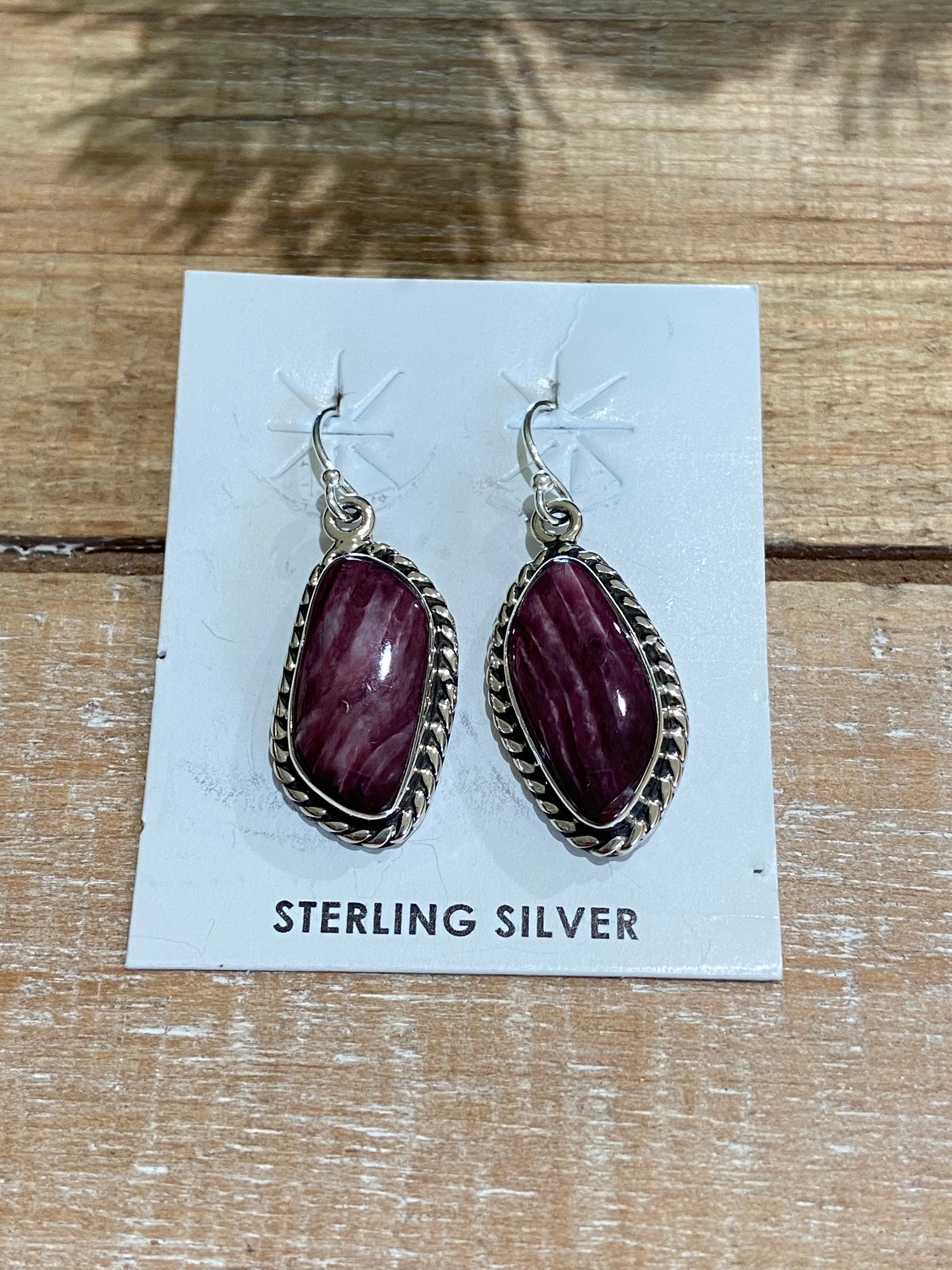 Purple Spiny Oyster Dangle Earrings
