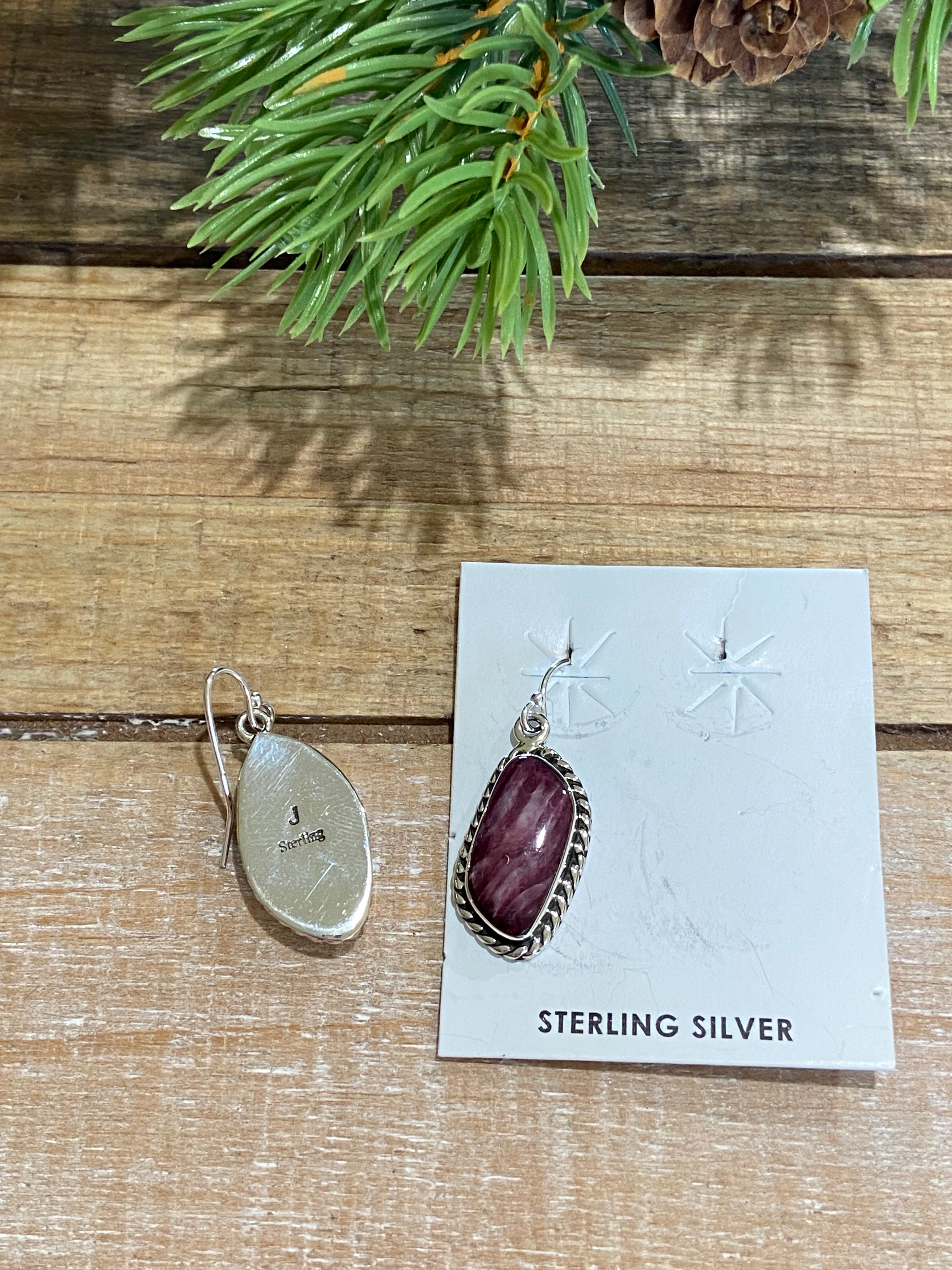 Purple Spiny Oyster Dangle Earrings