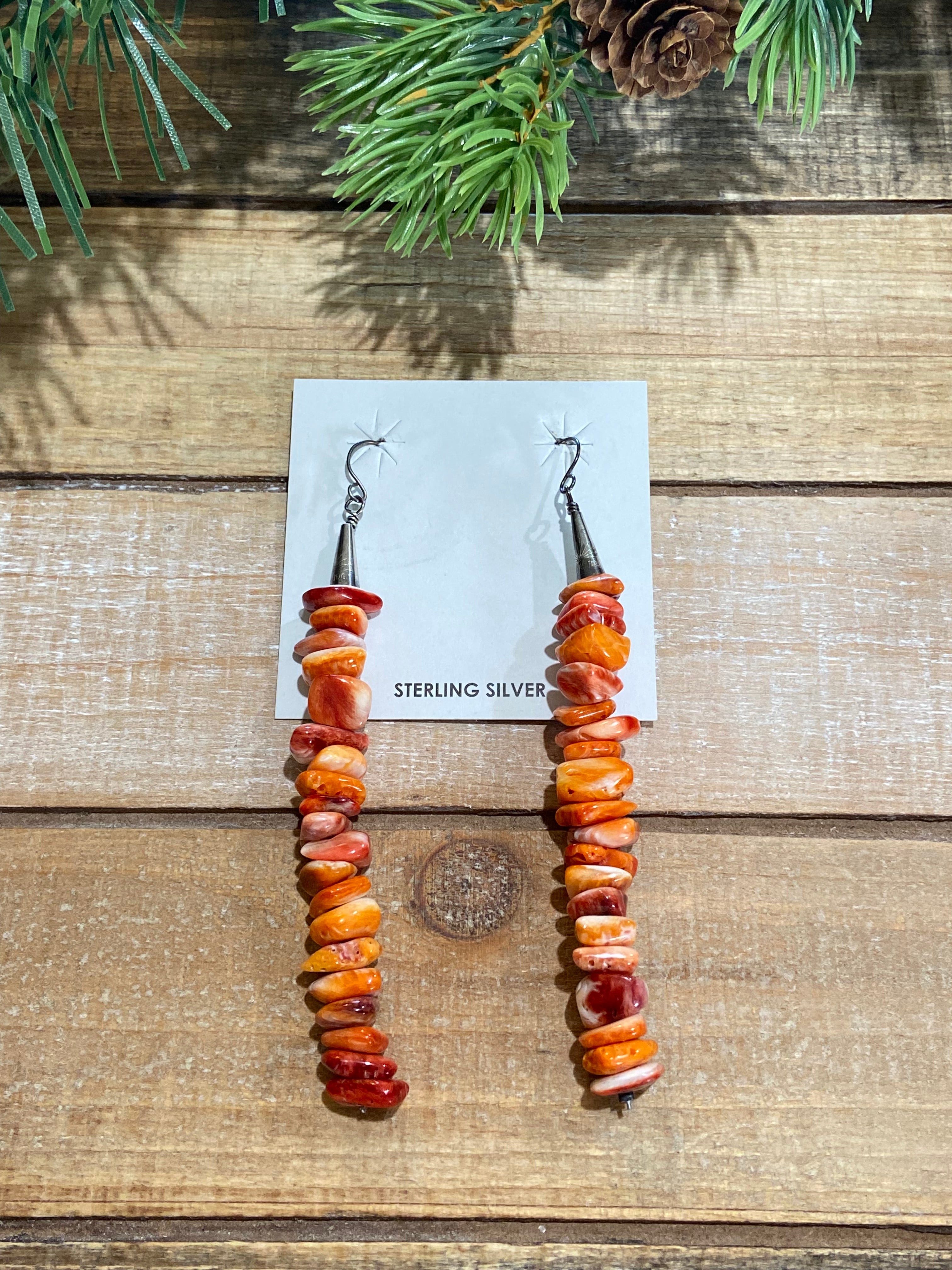Orange Spiny Oyster Beaded Earrings