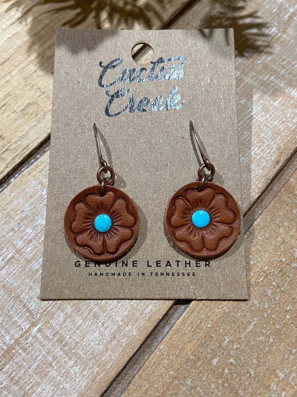 "Baylor" Hand Stamped Leather Earrings