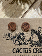"Mini Millie" Hand Engraved Leather Stud Earrings