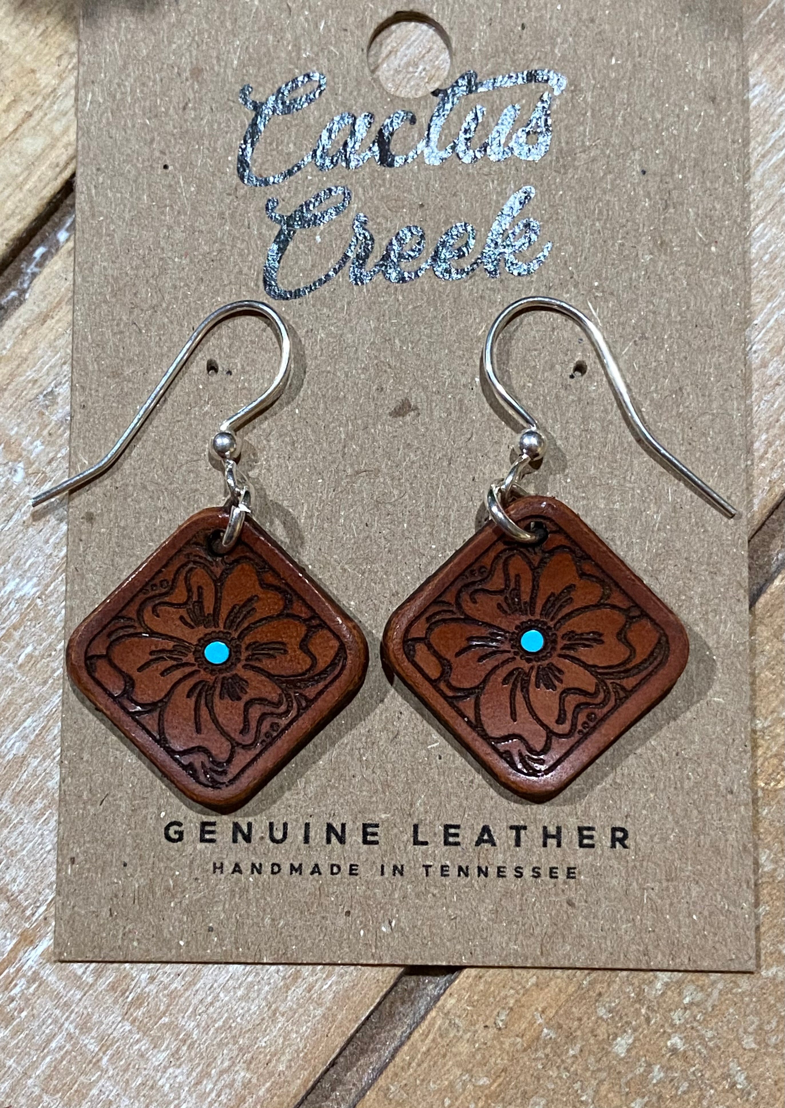 "Primrose" Hand Engraved Leather Earrings