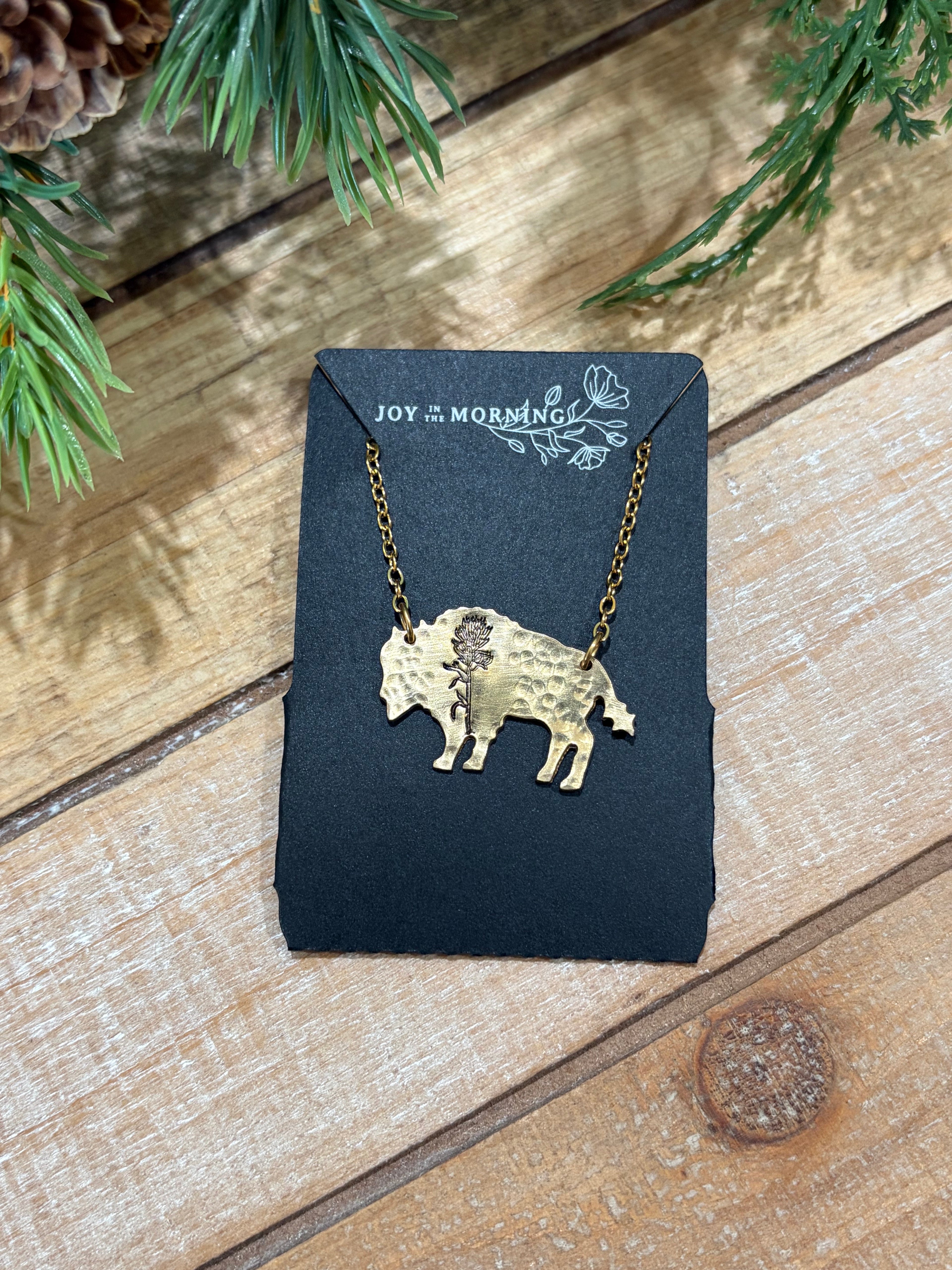 Indian Paintbrush Buffalo Necklace