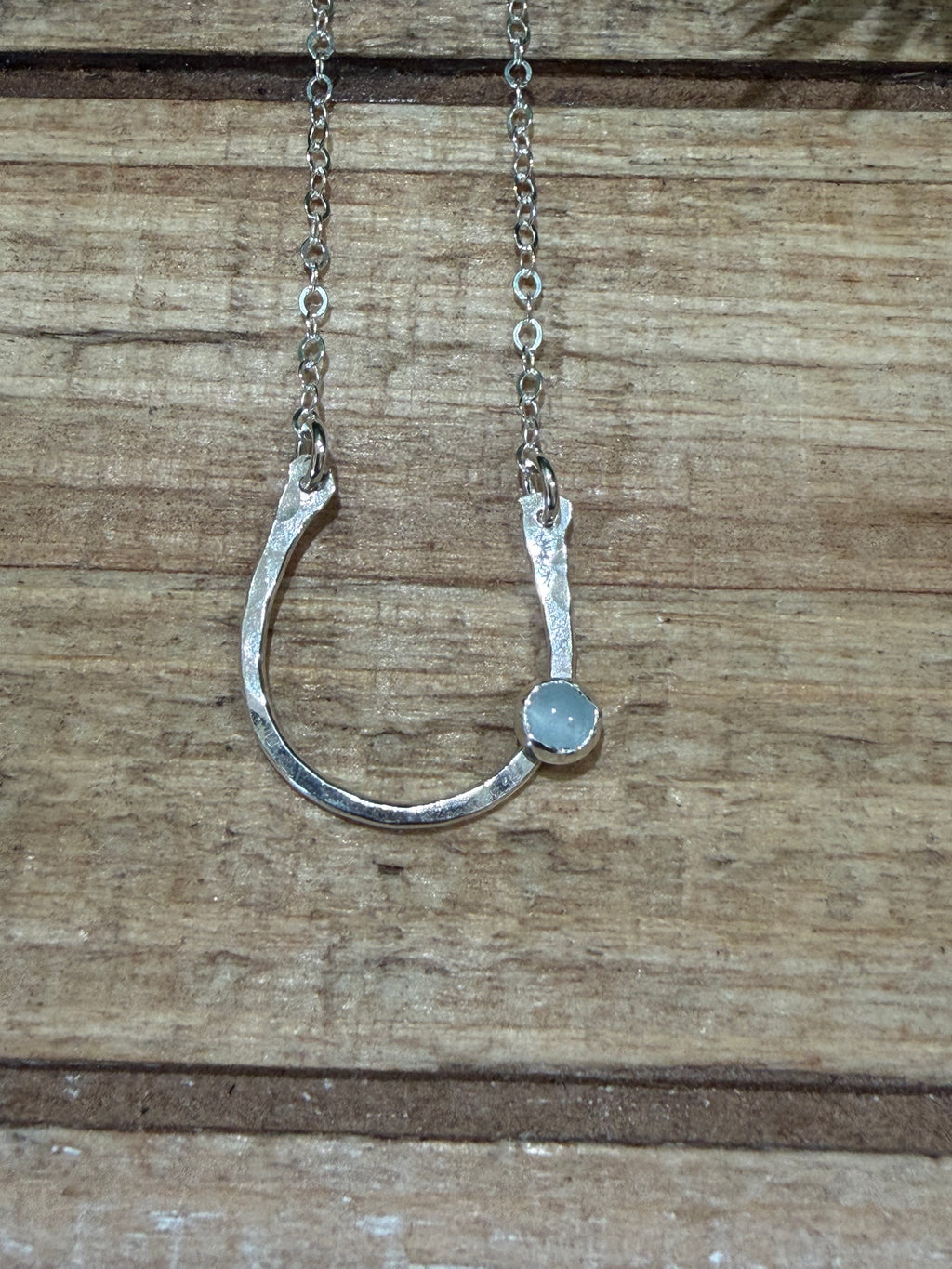 Lucky Aquamarine Horseshoe Necklace