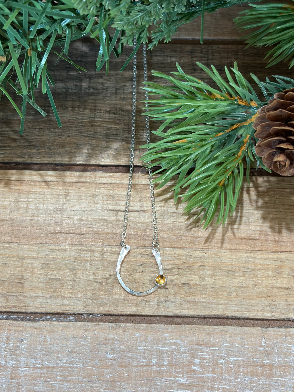 Lucky Citrine Horseshoe Necklace
