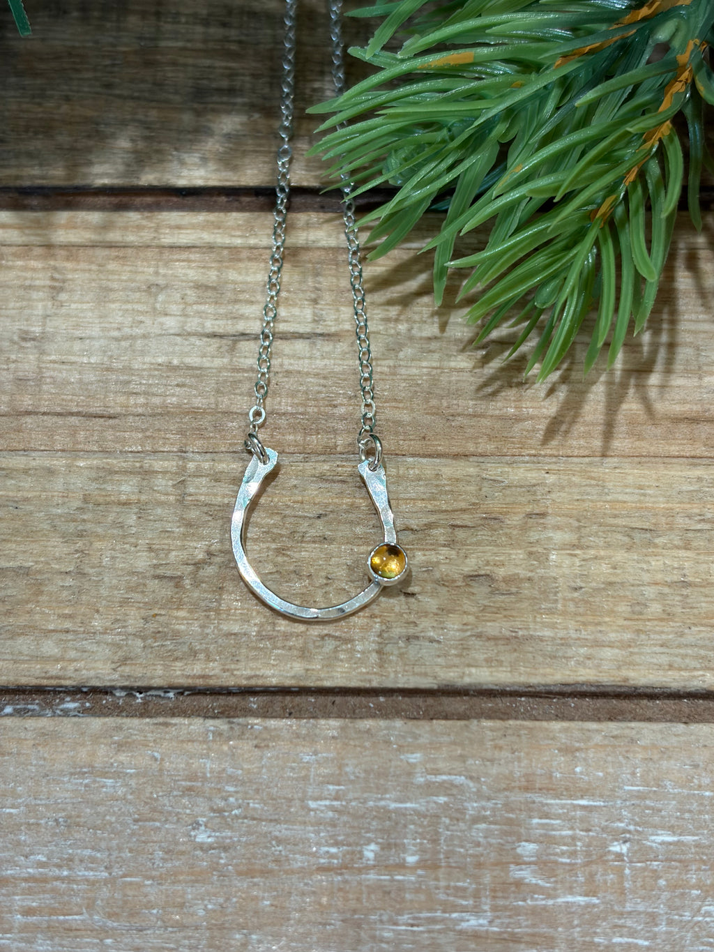 Lucky Citrine Horseshoe Necklace