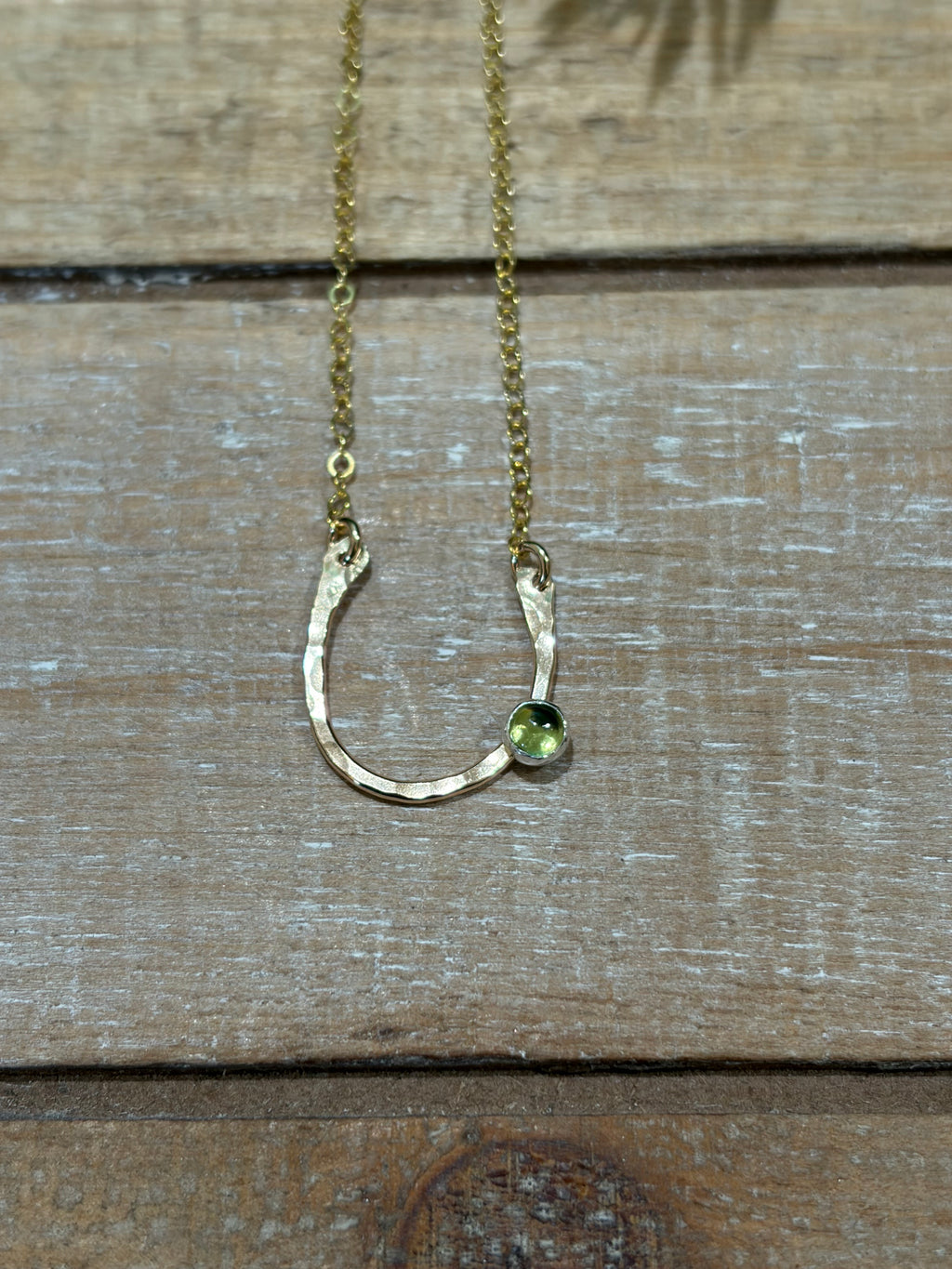 Lucky Peridot Horseshoe Necklace