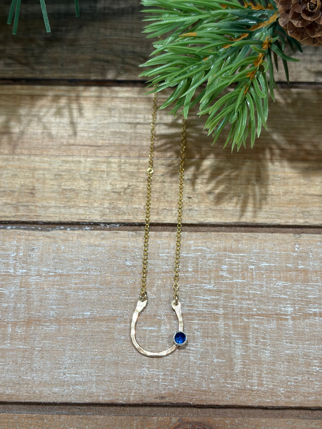 Lucky Sapphire Horseshoe Necklace