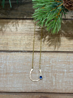 Lucky Sapphire Horseshoe Necklace