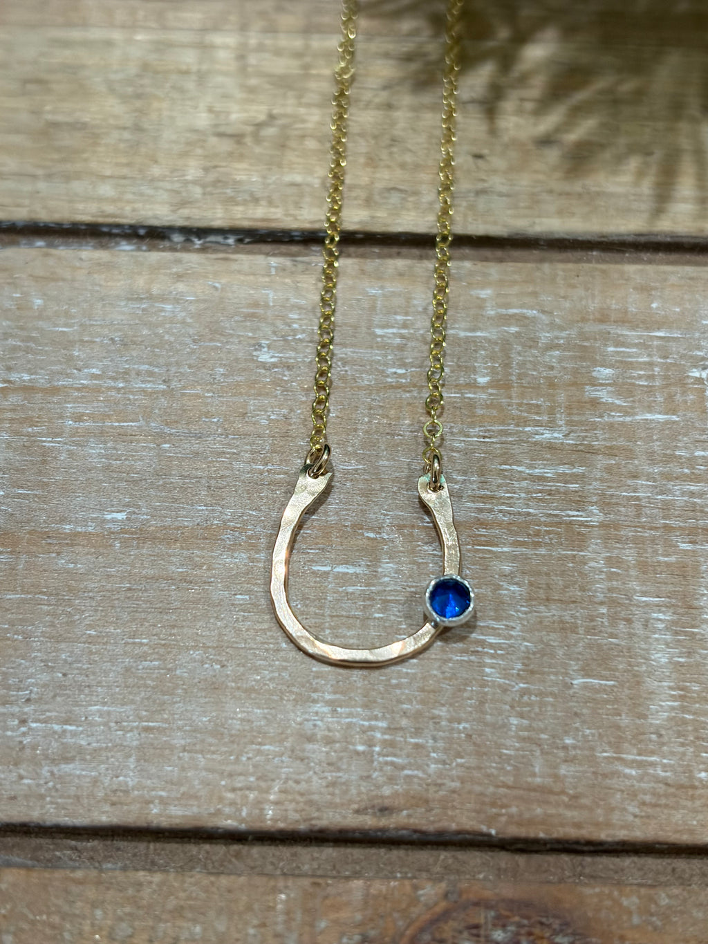 Lucky Sapphire Horseshoe Necklace