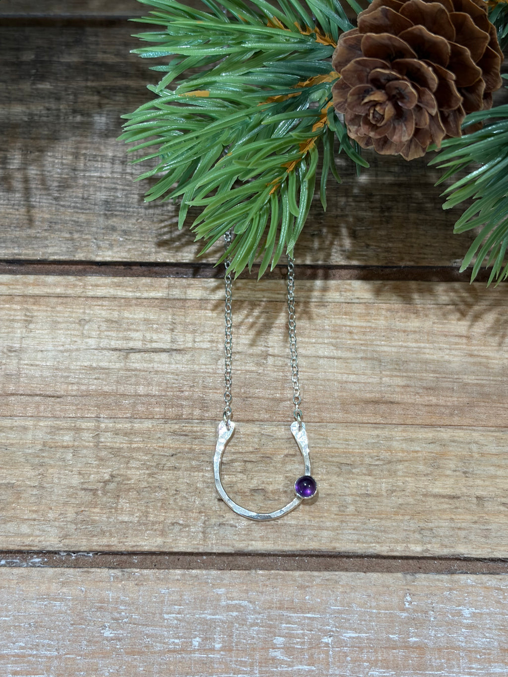 Lucky Amethyst Horseshoe Necklace