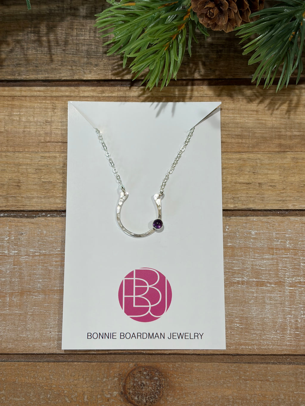 Lucky Amethyst Horseshoe Necklace