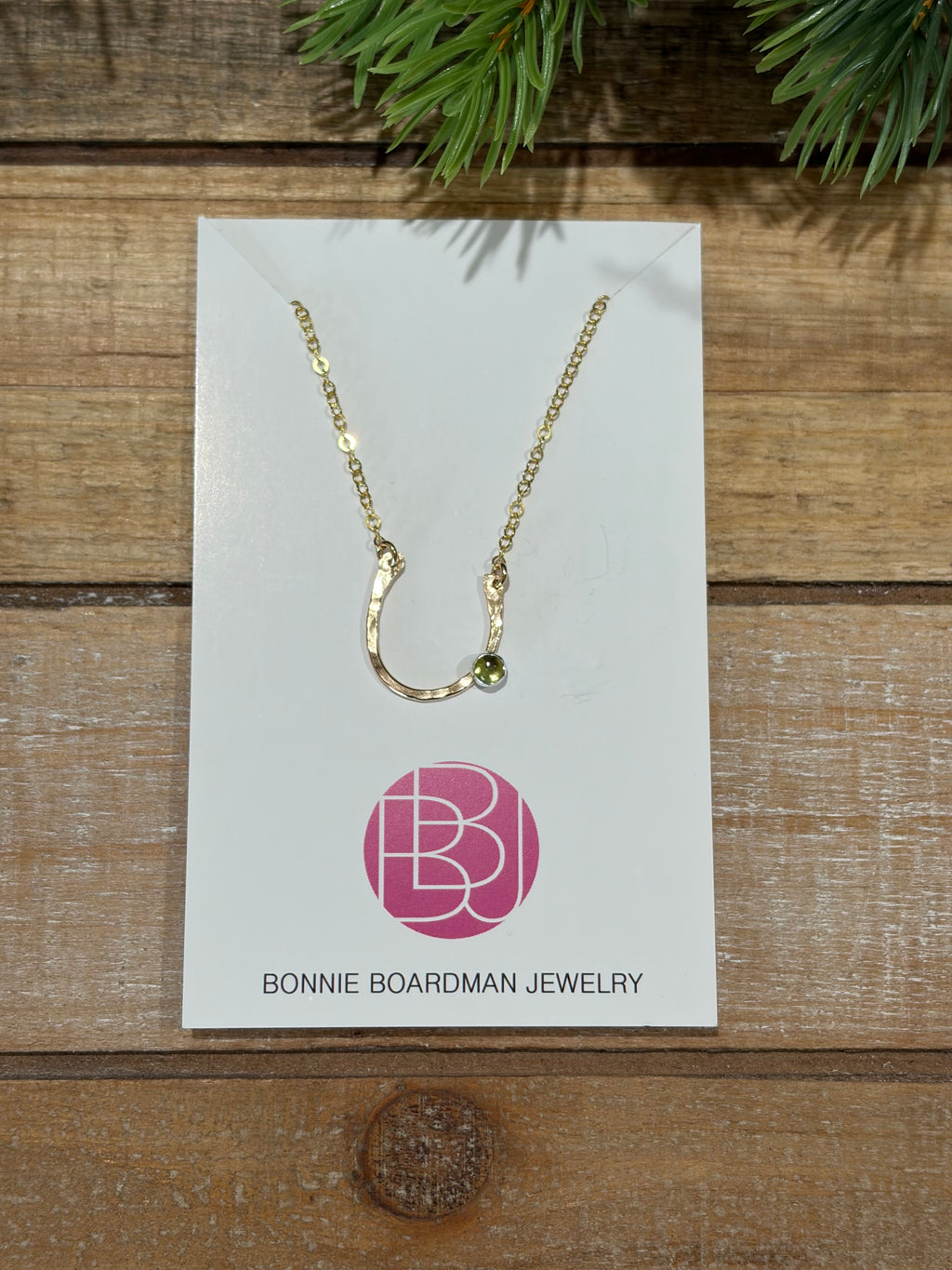 Lucky Peridot Horseshoe Necklace