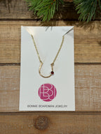 Lucky Garnet Horseshoe Necklace