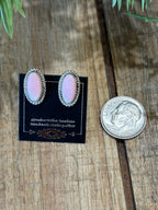 Pink Conch Shell Stud Earrings