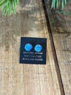 Blue Opal Stud Earrings