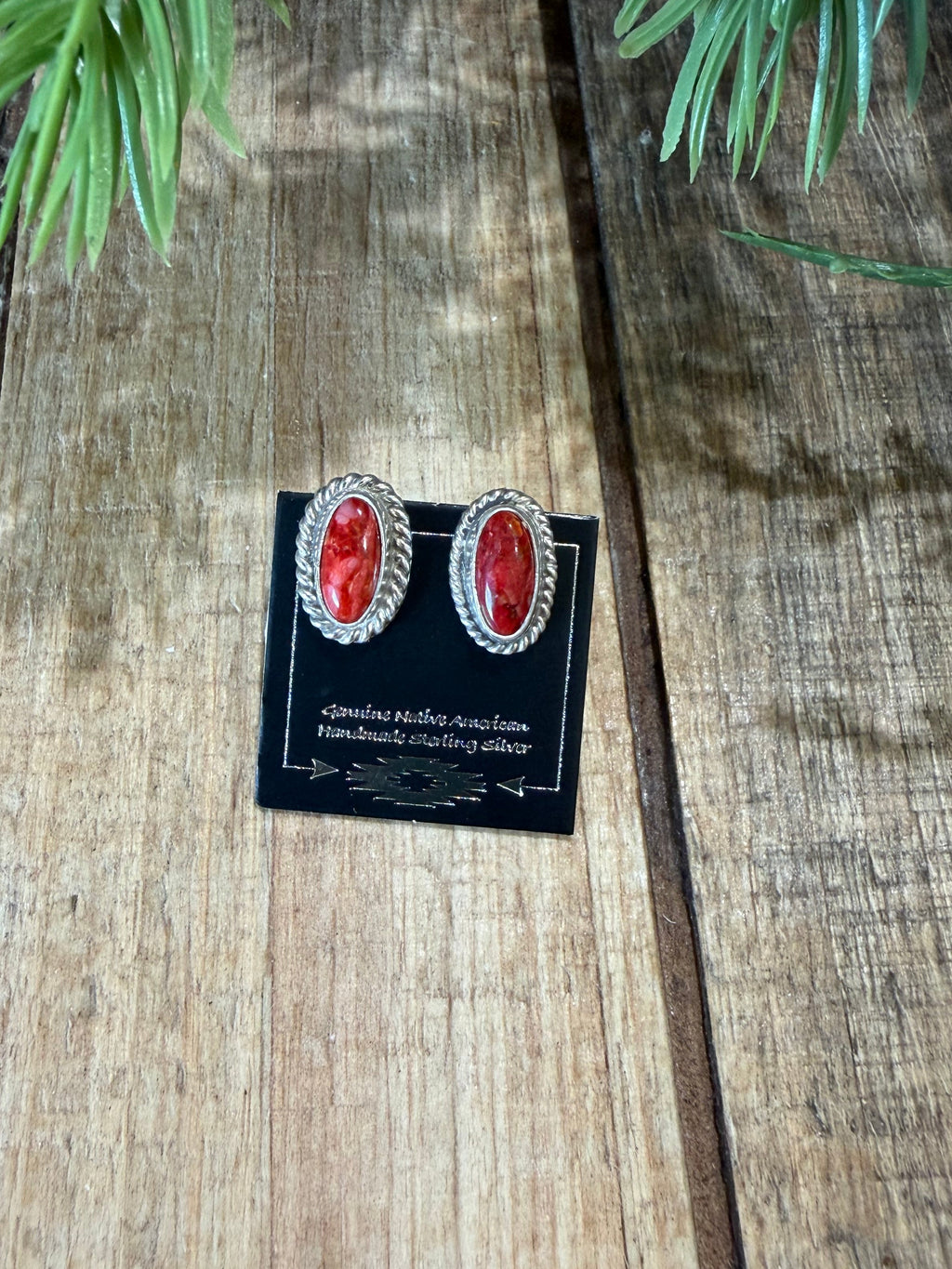 Red Spiny Oyster Stud Earrings