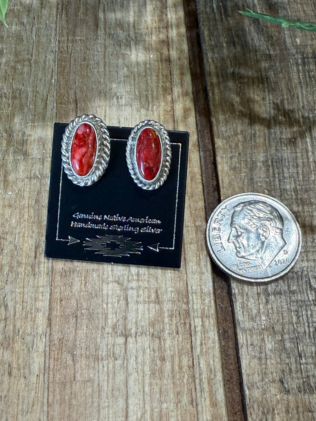 Red Spiny Oyster Stud Earrings