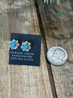 Turquoise Flower Stud Earrings