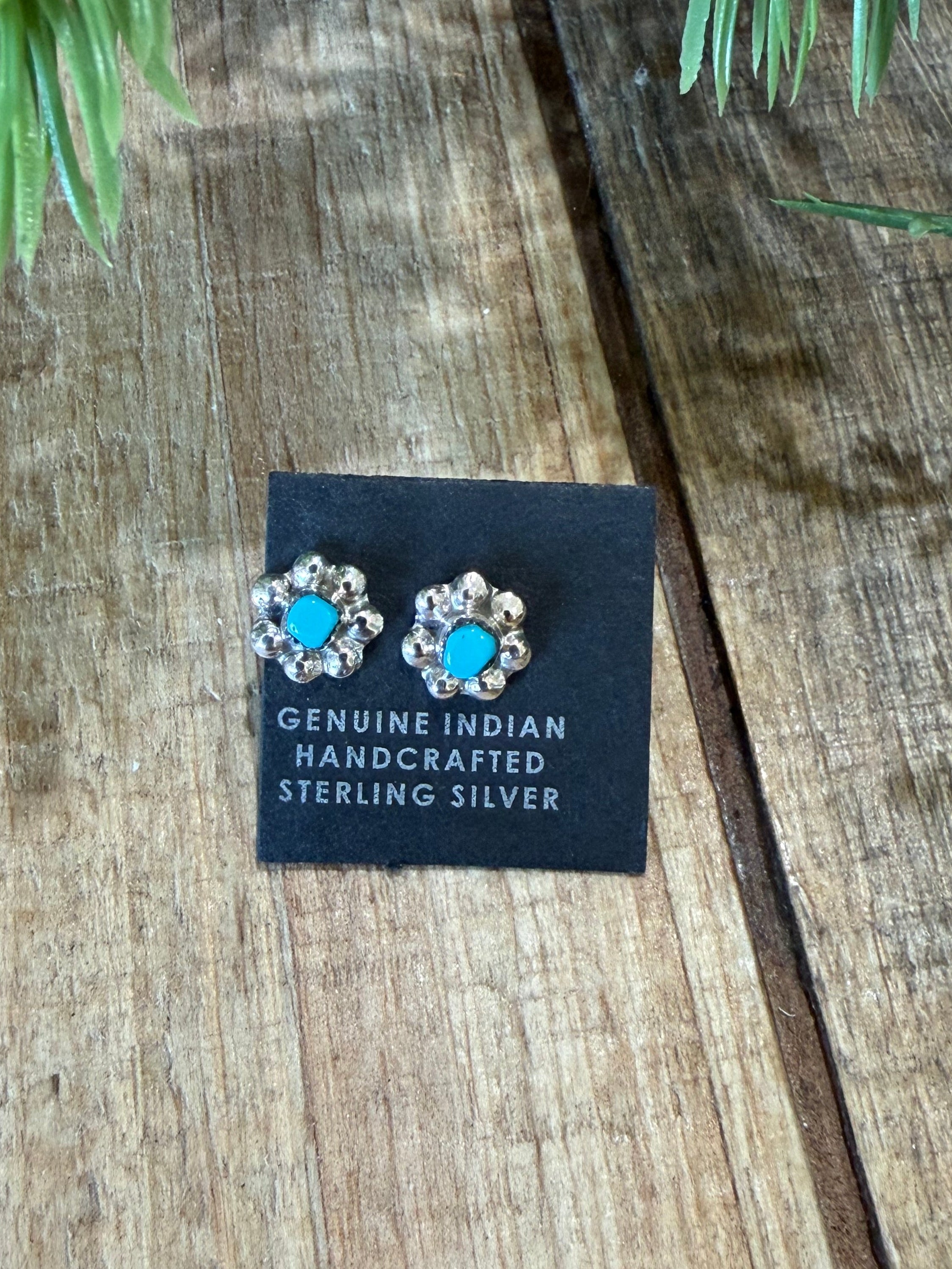 Turquoise Flower Stud Earrings