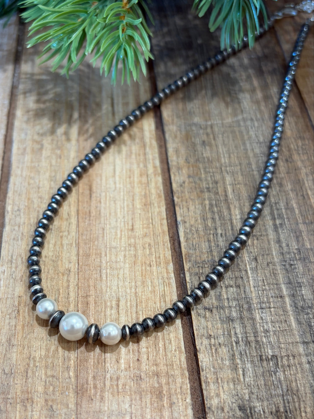 Freshwater Pearl & Sterling Silver Bead Necklace