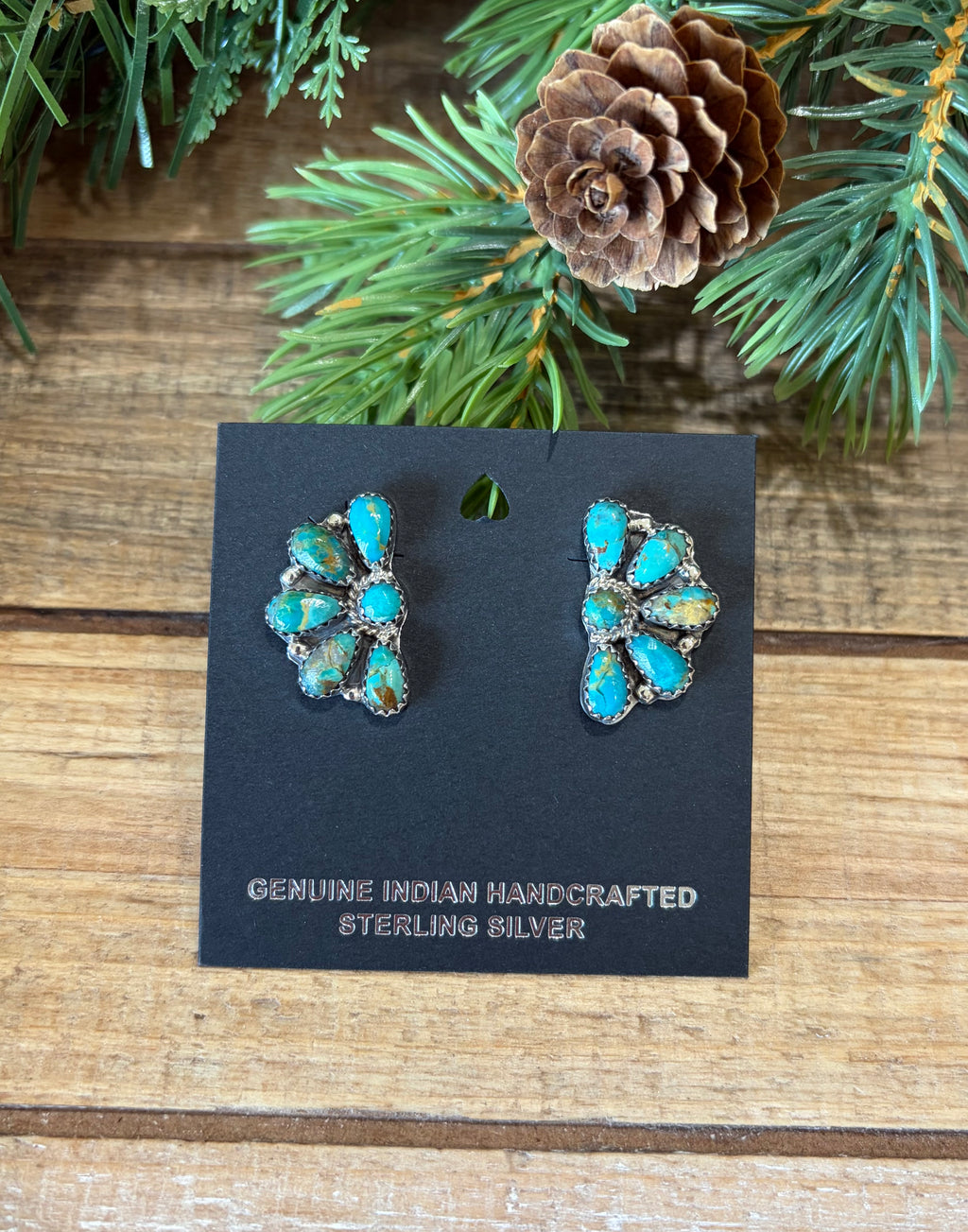 Turquoise Half Cluster Earrings