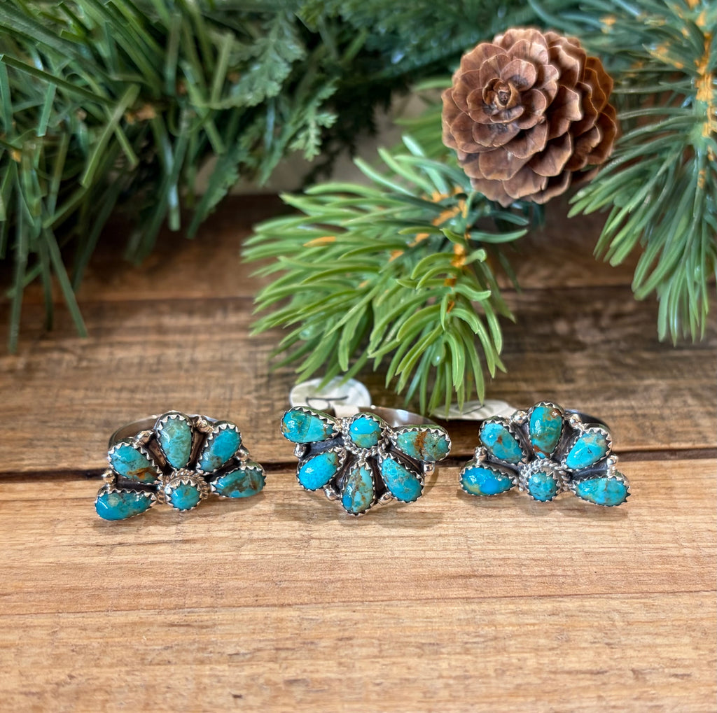 Turquoise Half Cluster Rings