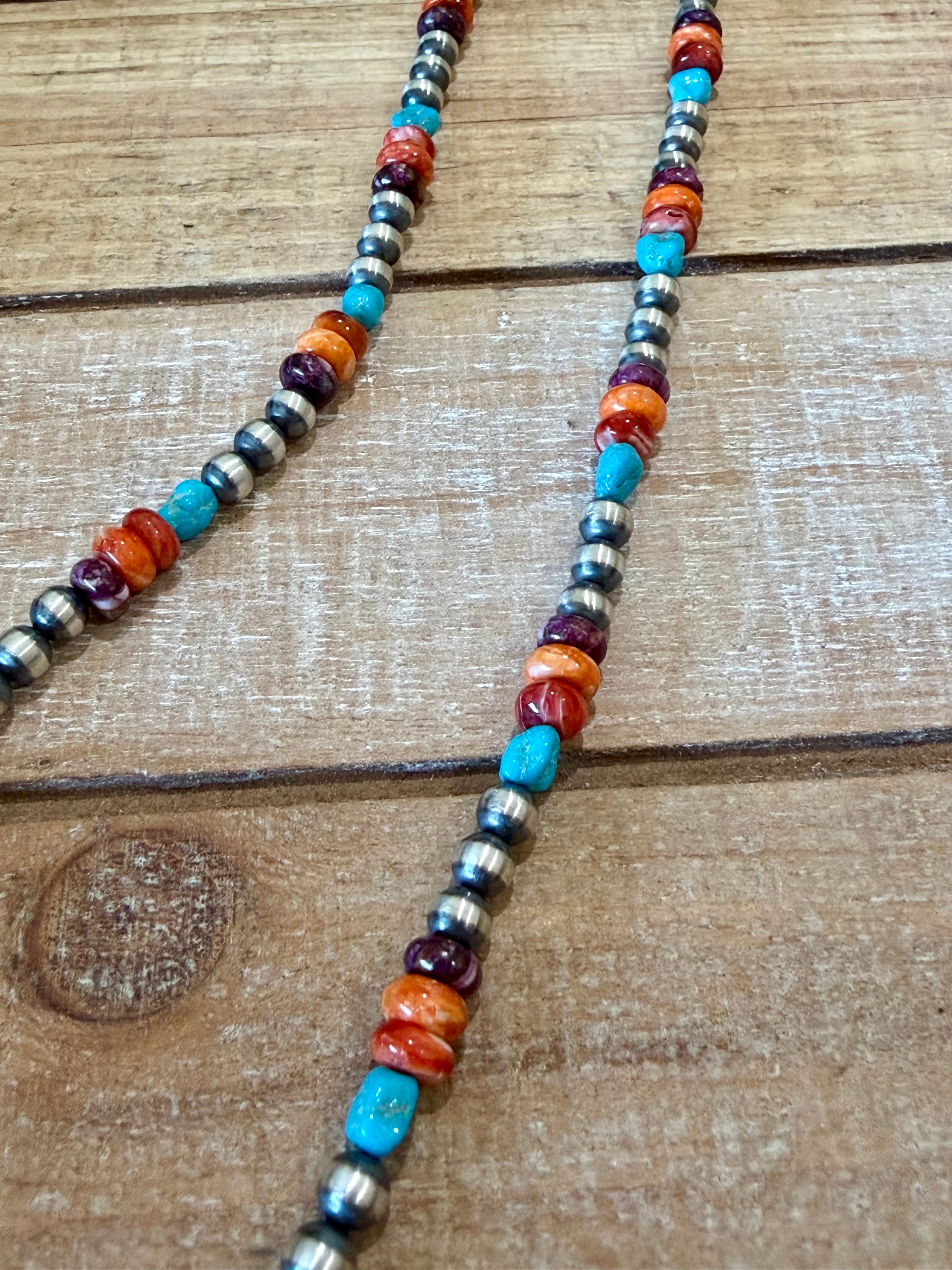 Sterling Silver & Multi Stone Necklace