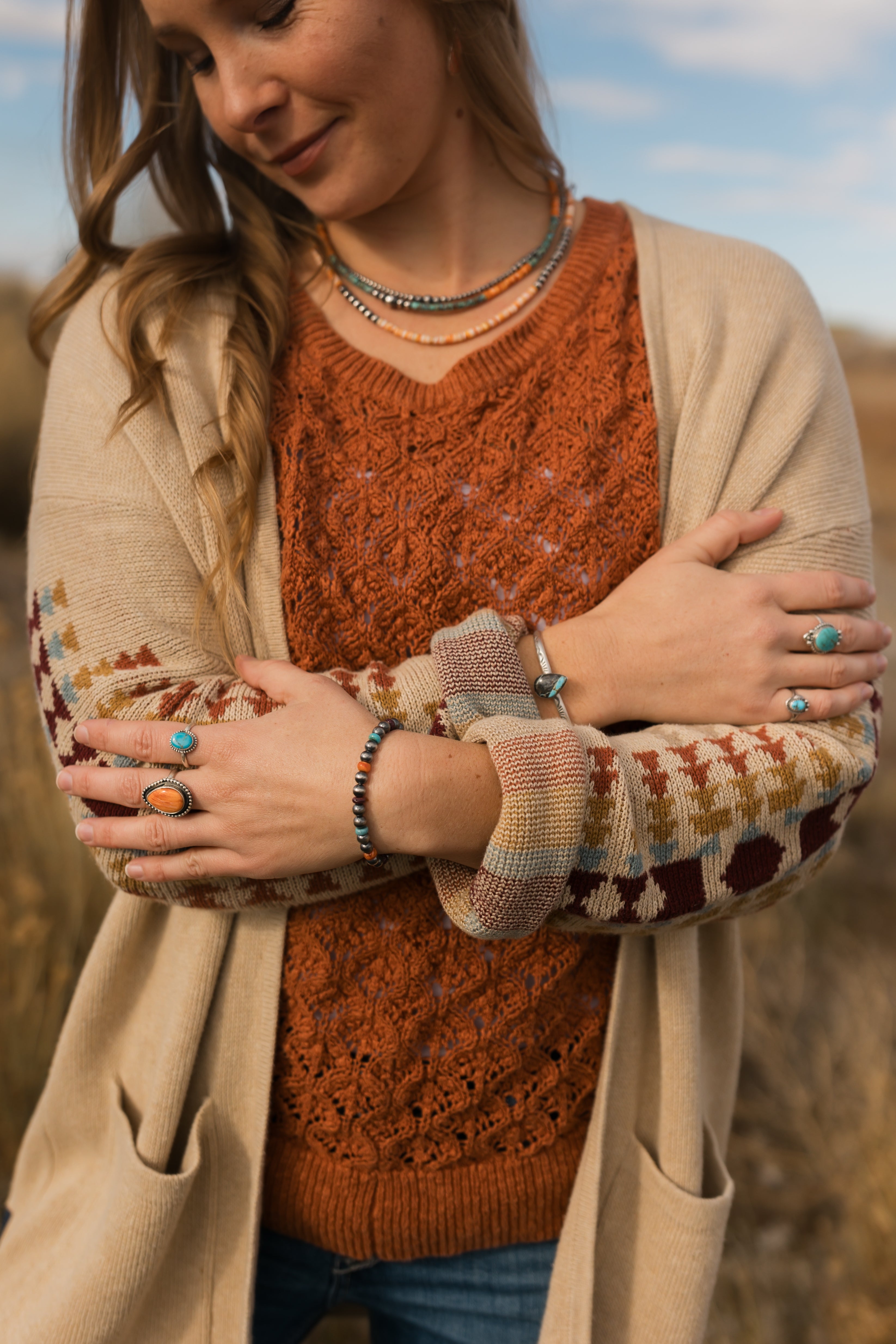 Multi Colored Beaded Stretch Bracelet
