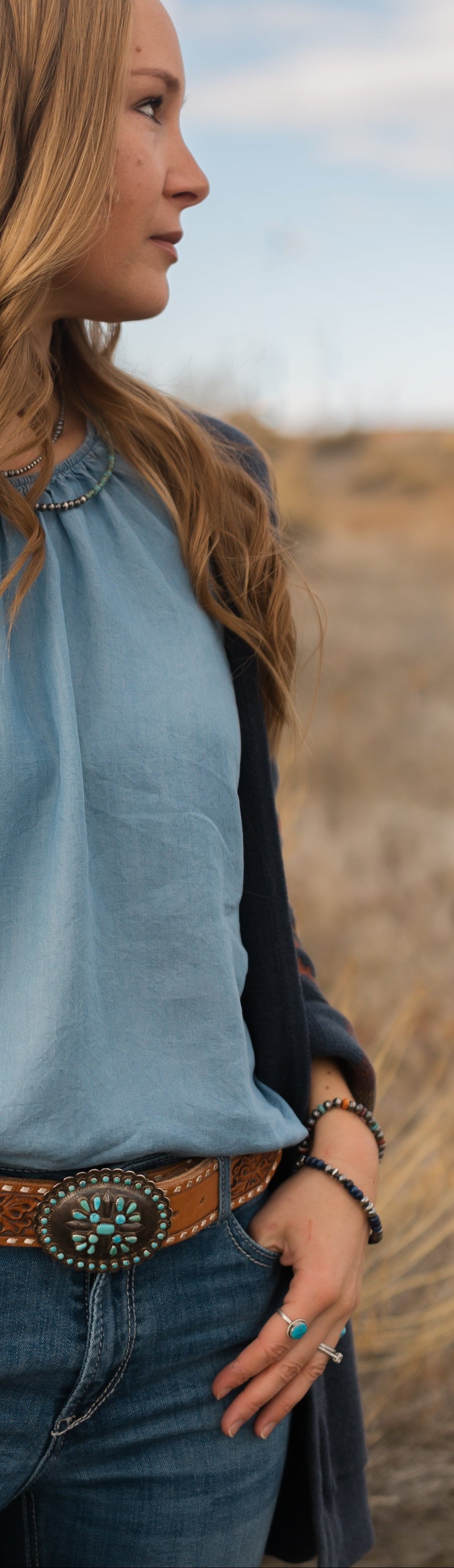 Lapis & Sterling Silver Beaded Stretch Bracelet