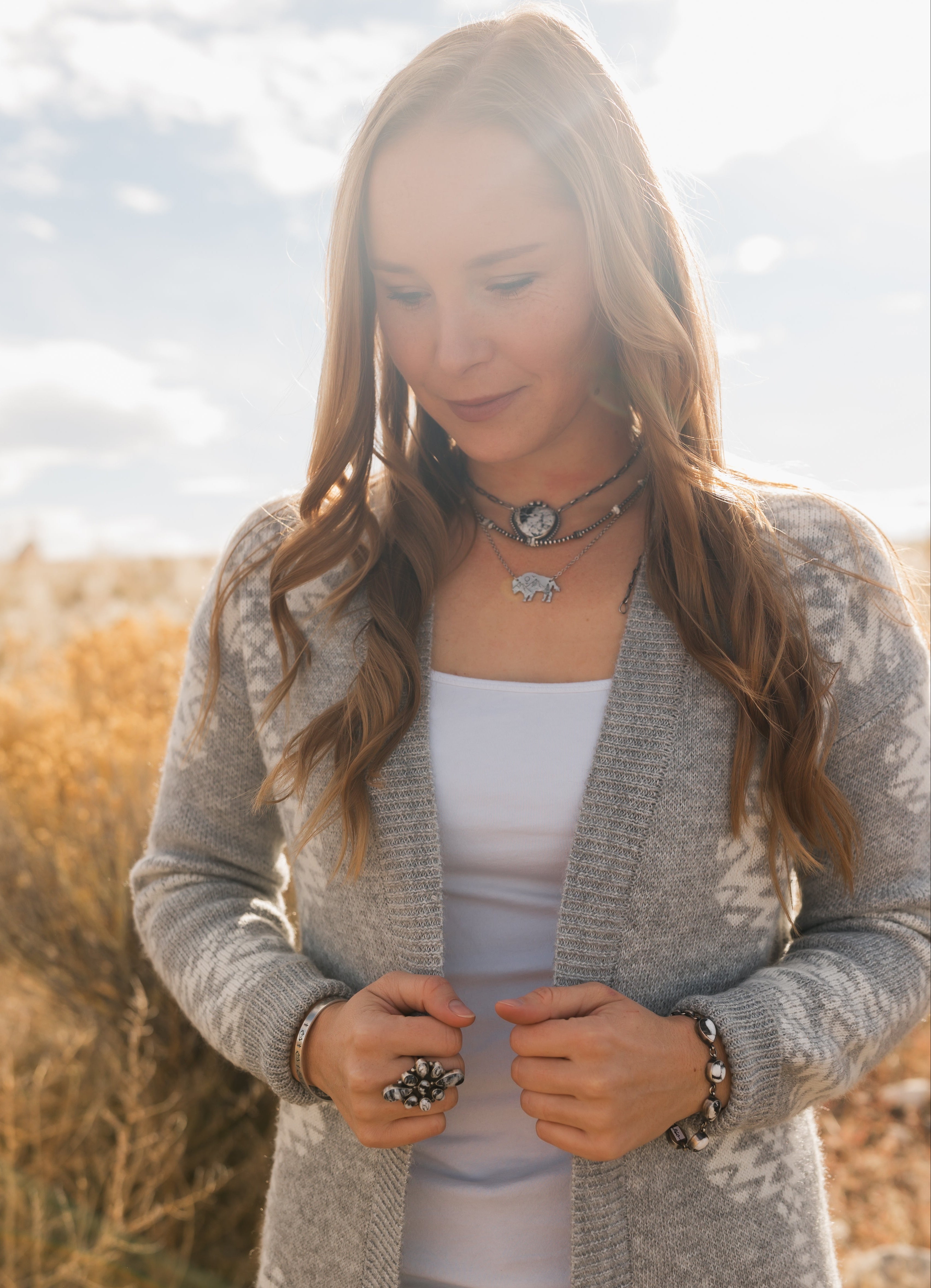 White Buffalo 5 Stone Bracelet